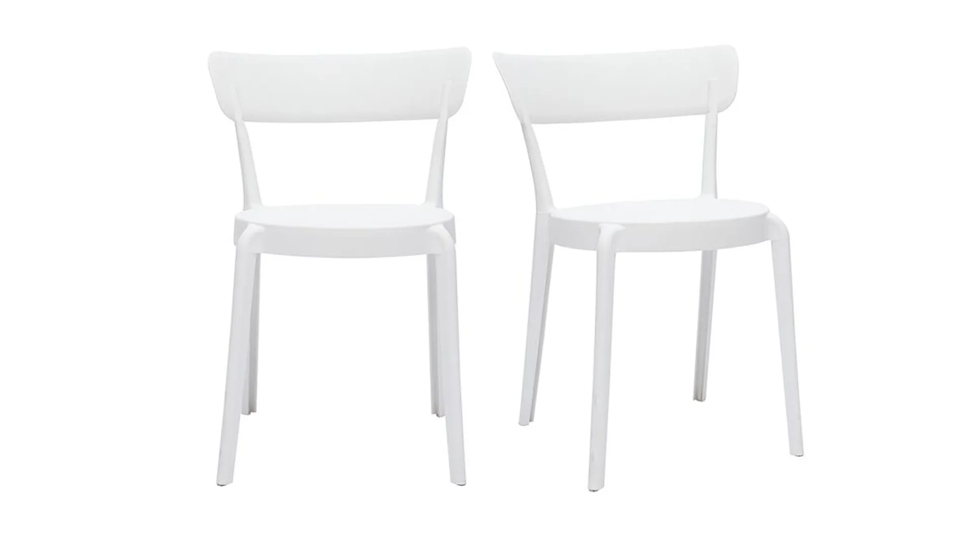 Set de 2 sillas apilables de plástico blanco para interior/exterior RIOS