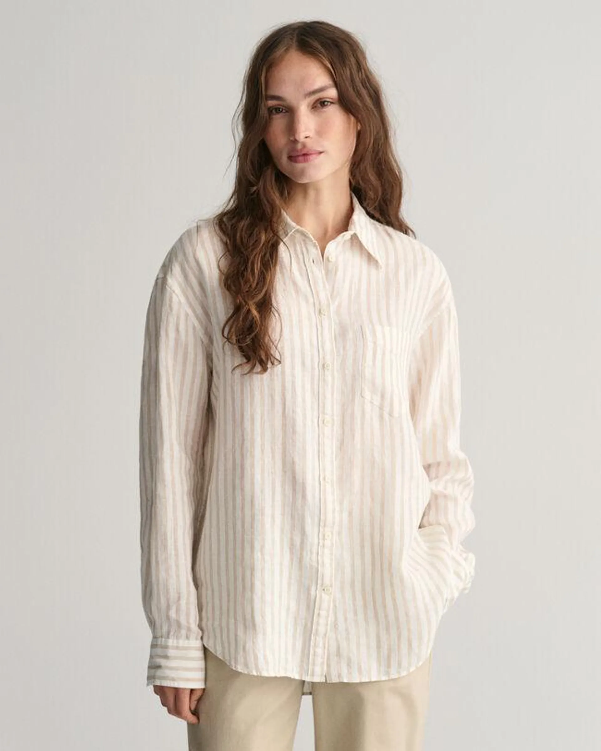 Camisa Relaxed Fit de lino a rayas