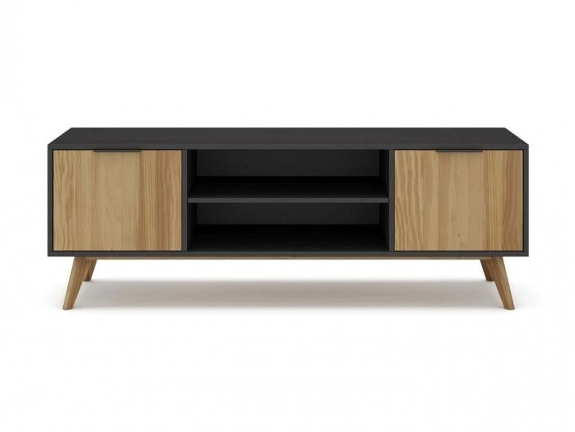 Mueble Tv con 2 puertas color negro-madera