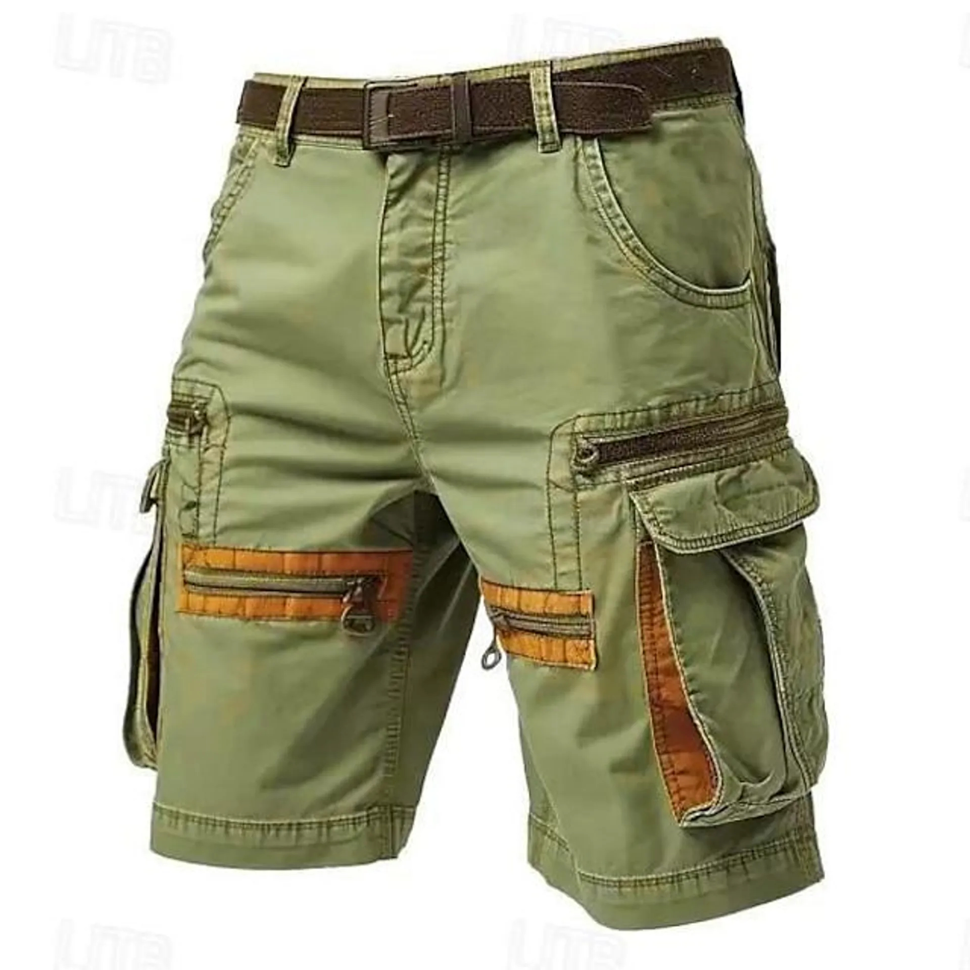 Men's Cargo Shorts Shorts Casual Shorts Zipper Pocket Multi Pocket Straight Leg Plain Comfort Knee Length Casual Daily Holiday Cotton Blend Fashion Streetwear Black Green Micro-elastic