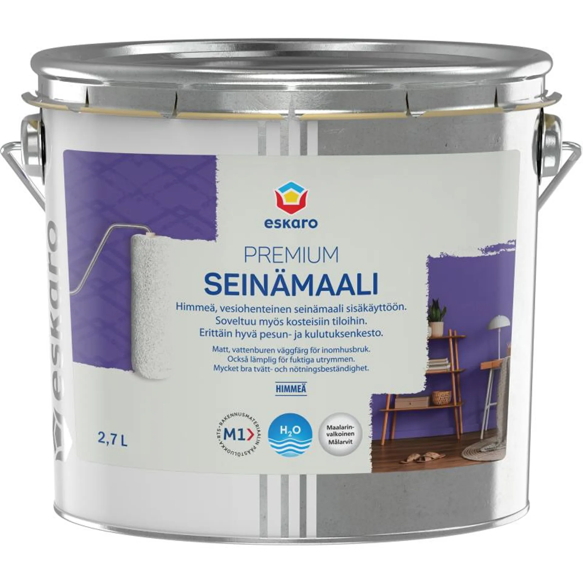 Seinämaali Eskaro Premium maalarinvalkoinen 2,7 l