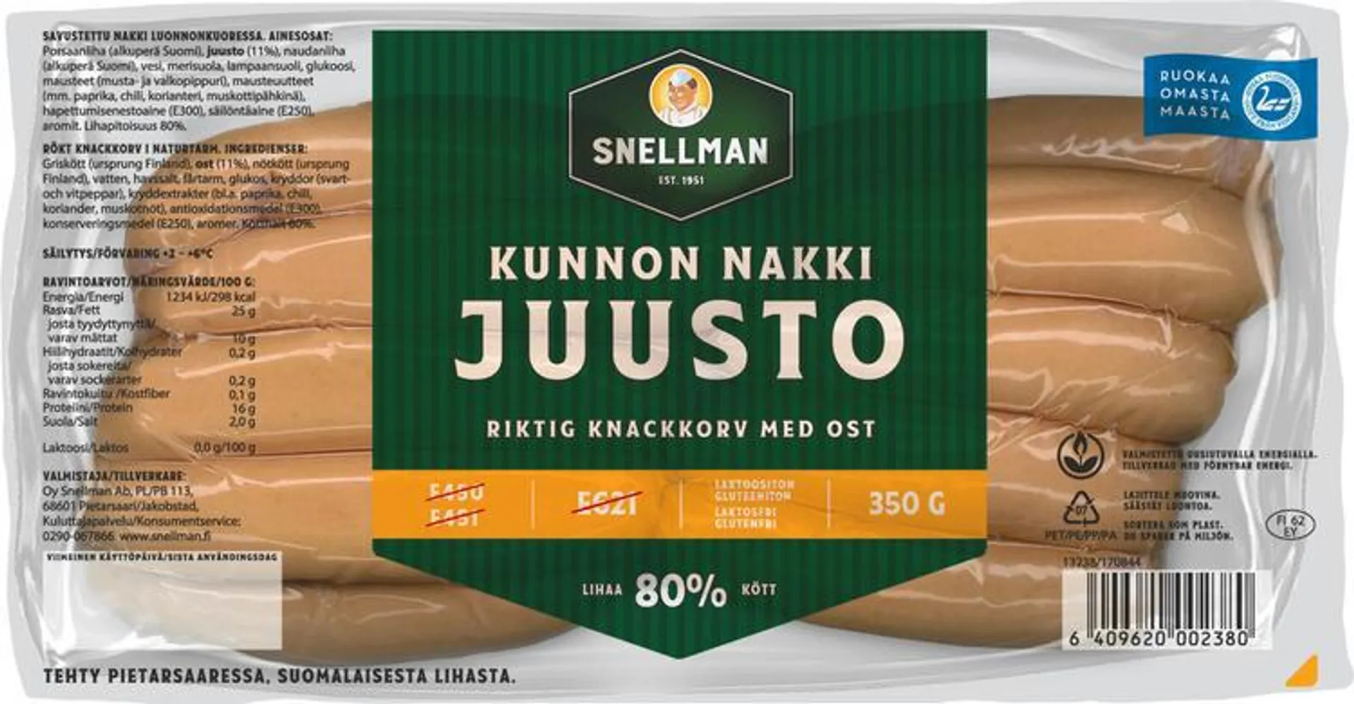 Snellman Kunnon juustonakkimakkara 350g