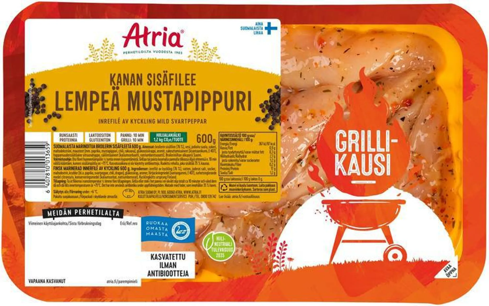 Atria Kanan Sisäfilee Lempeä Mustapippuri 600g