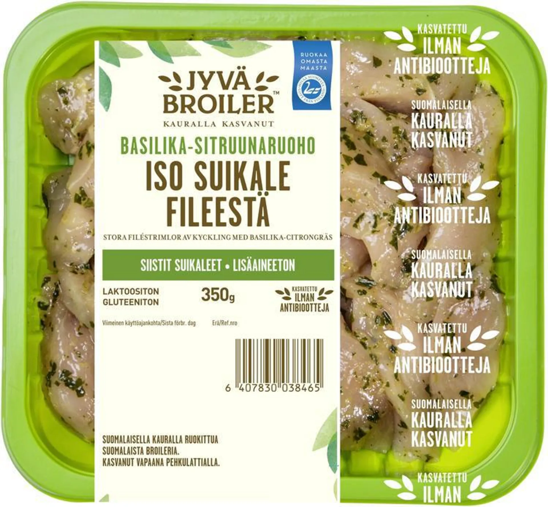 Jyväbroiler Iso Suikale Broilerin Fileestä Basilika-Sitruunaruoho 350g