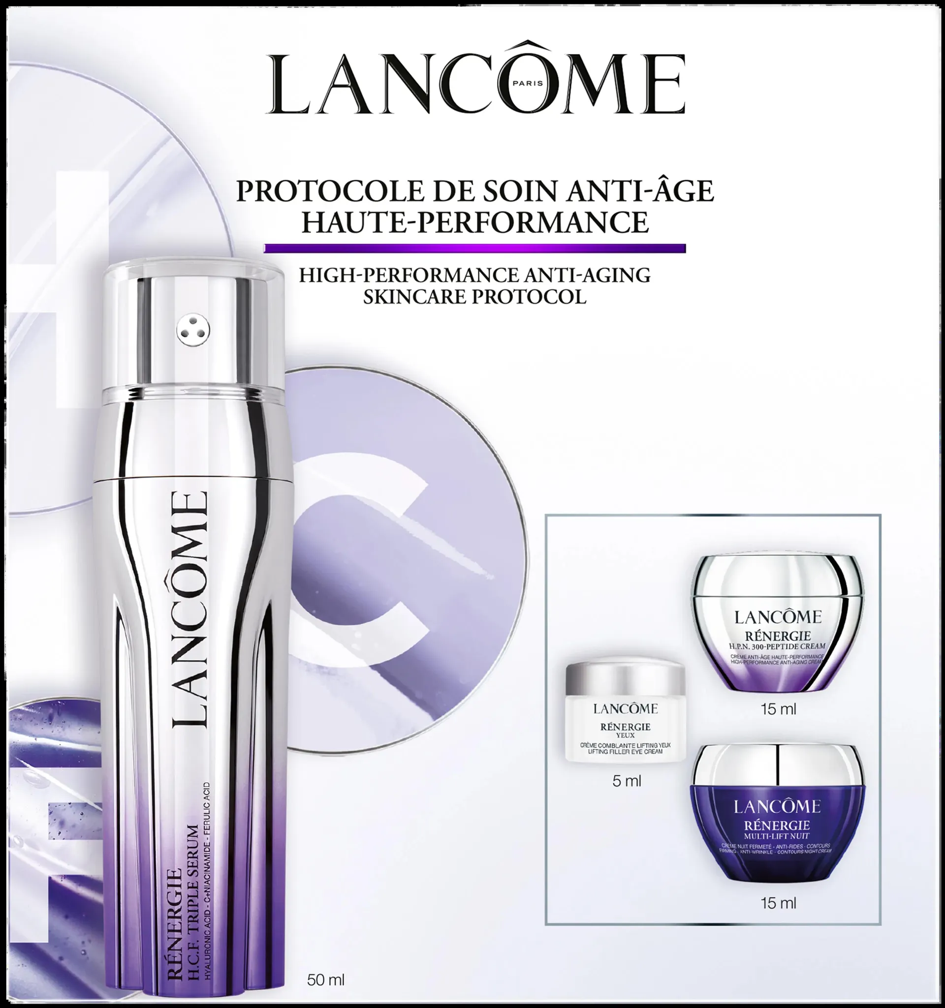 Lancôme Rénergie H.C.F. Triple Serum Face Routine Set ihonhoitopakkaus