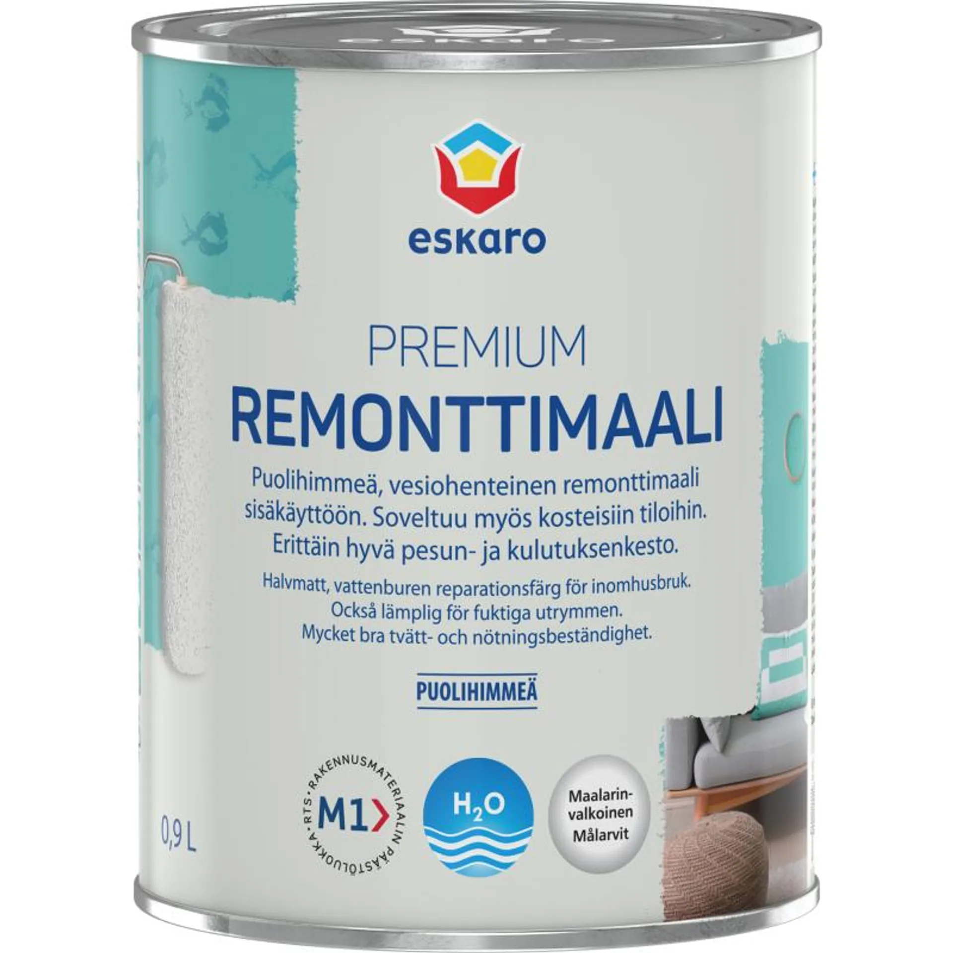 Remonttimaali Eskaro Premium maalarinvalkoinen 0,9 l