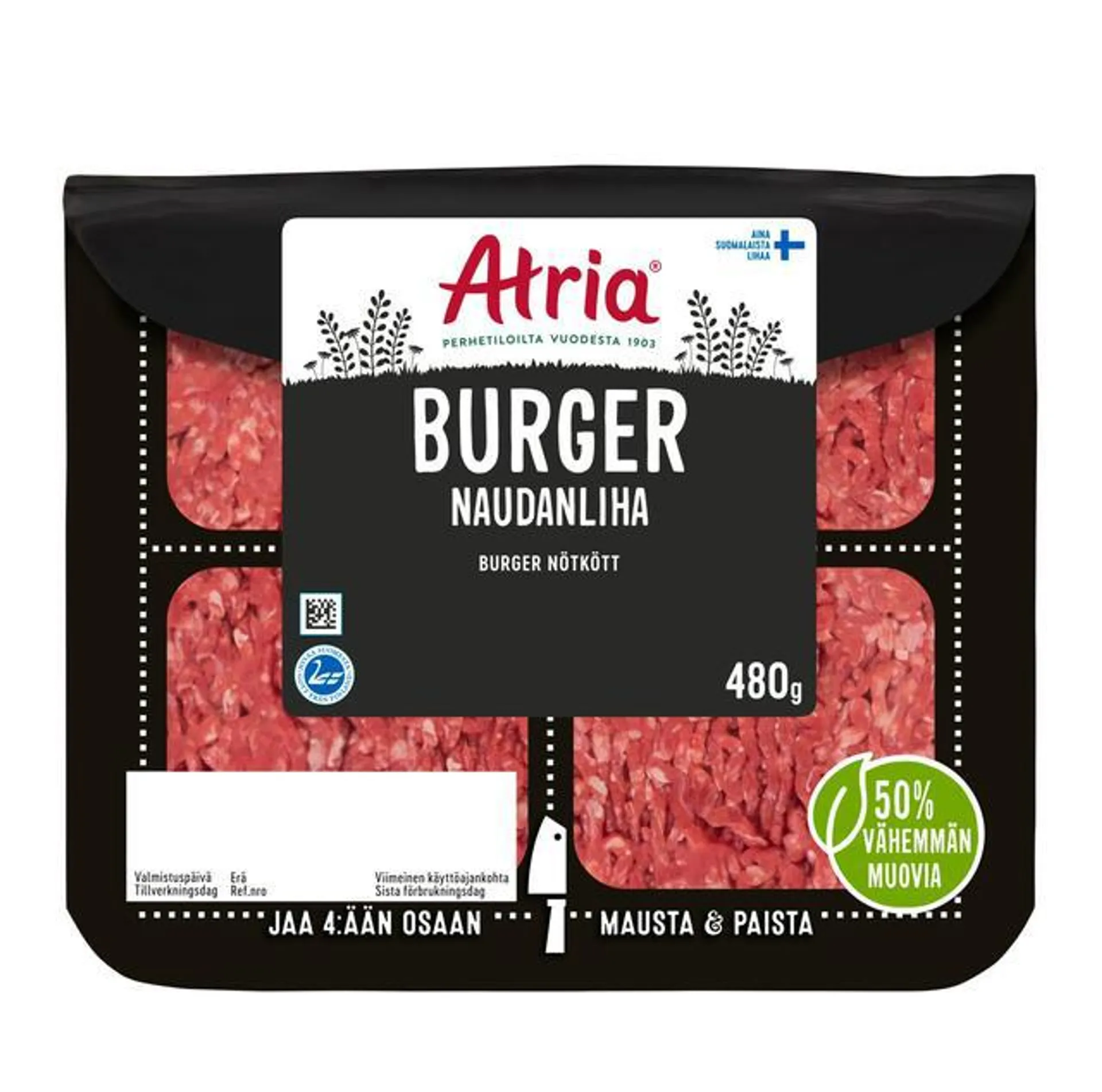 Atria Burger Naudanliha 480g