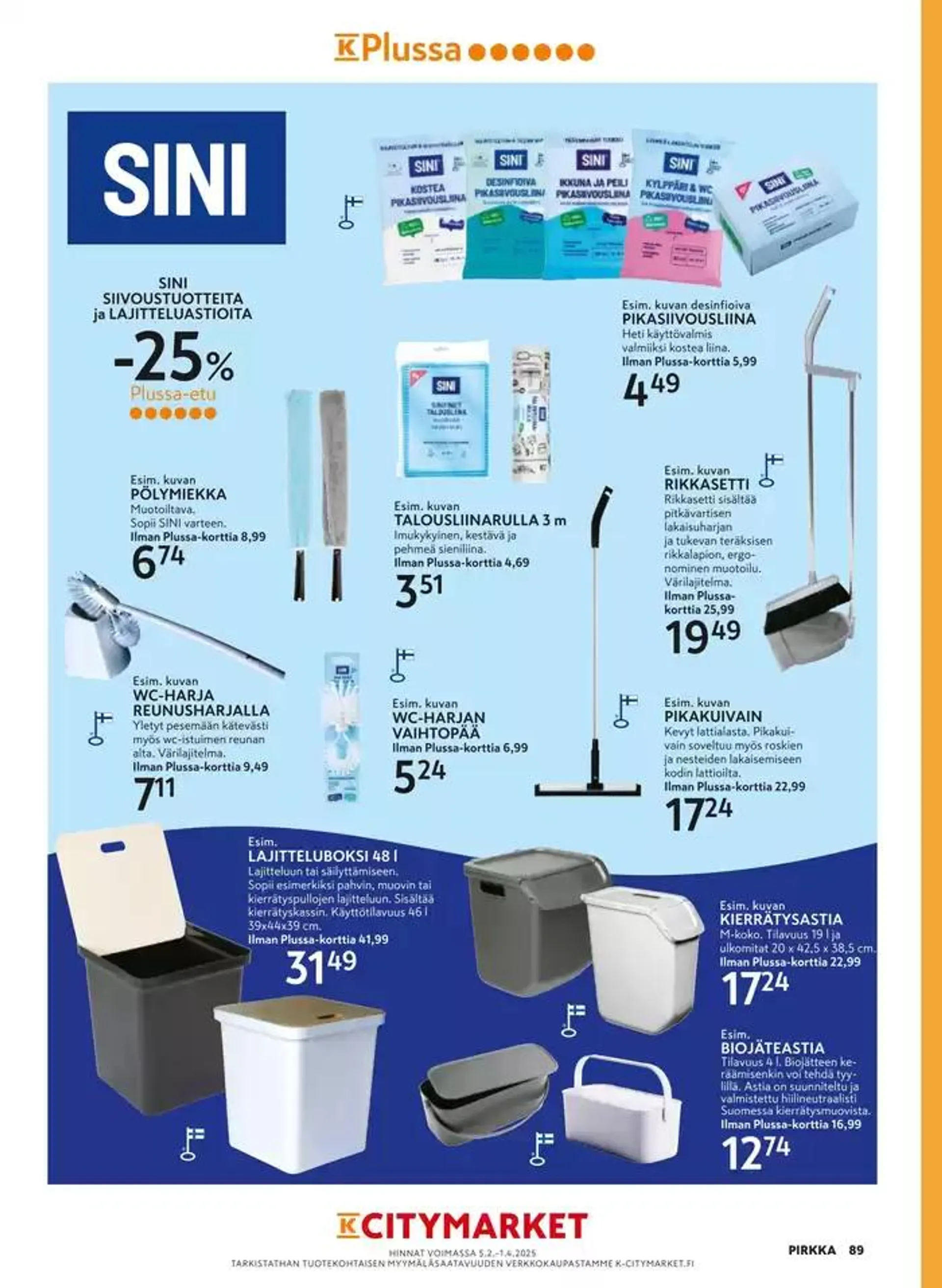 Pirkka 1/2025 voimassa alkaen 5. helmikuuta - 19. helmikuuta 2025 - Tarjouslehti sivu 89
