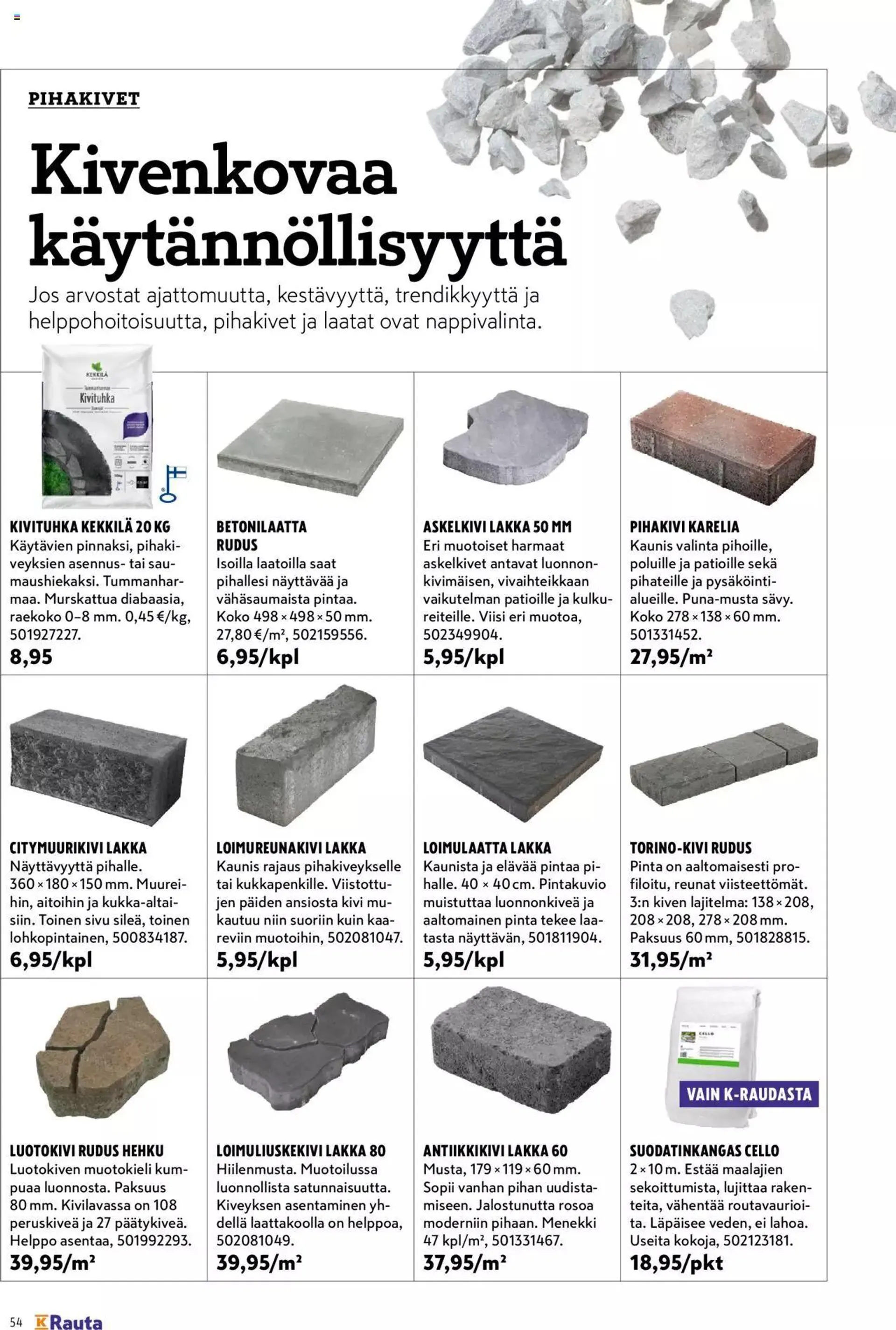 K-Rauta - Pihalla voimassa alkaen 8. huhtikuuta - 31. joulukuuta 2024 - Tarjouslehti sivu 54