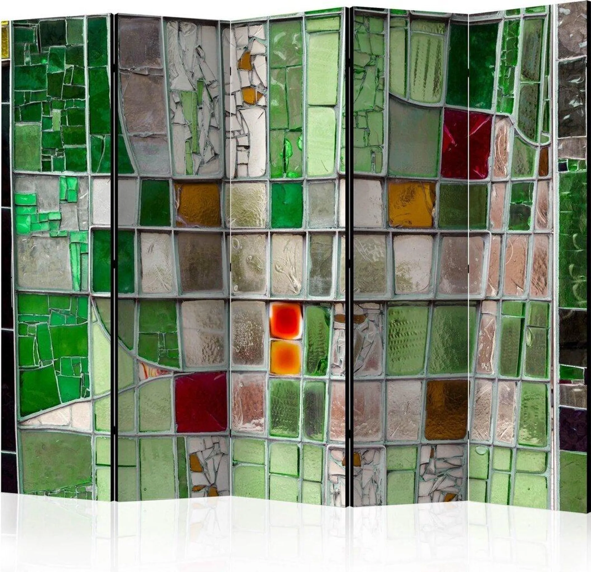 Sermi - Emerald Stained Glass II [Room Dividers], 225x172 cm