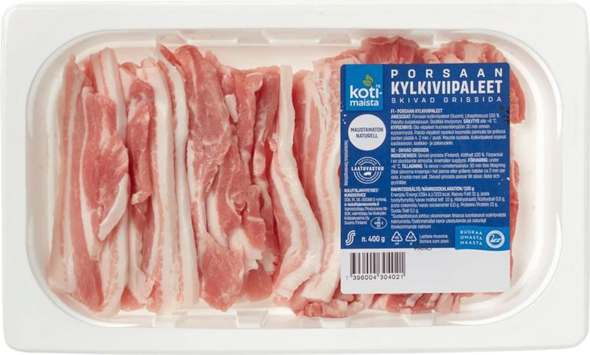 Kotimaista porsaan kylkiviipaleet n. 400 g