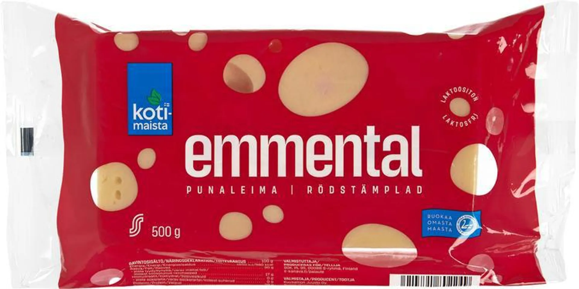 Kotimaista punaleima Emmental juusto 500 g