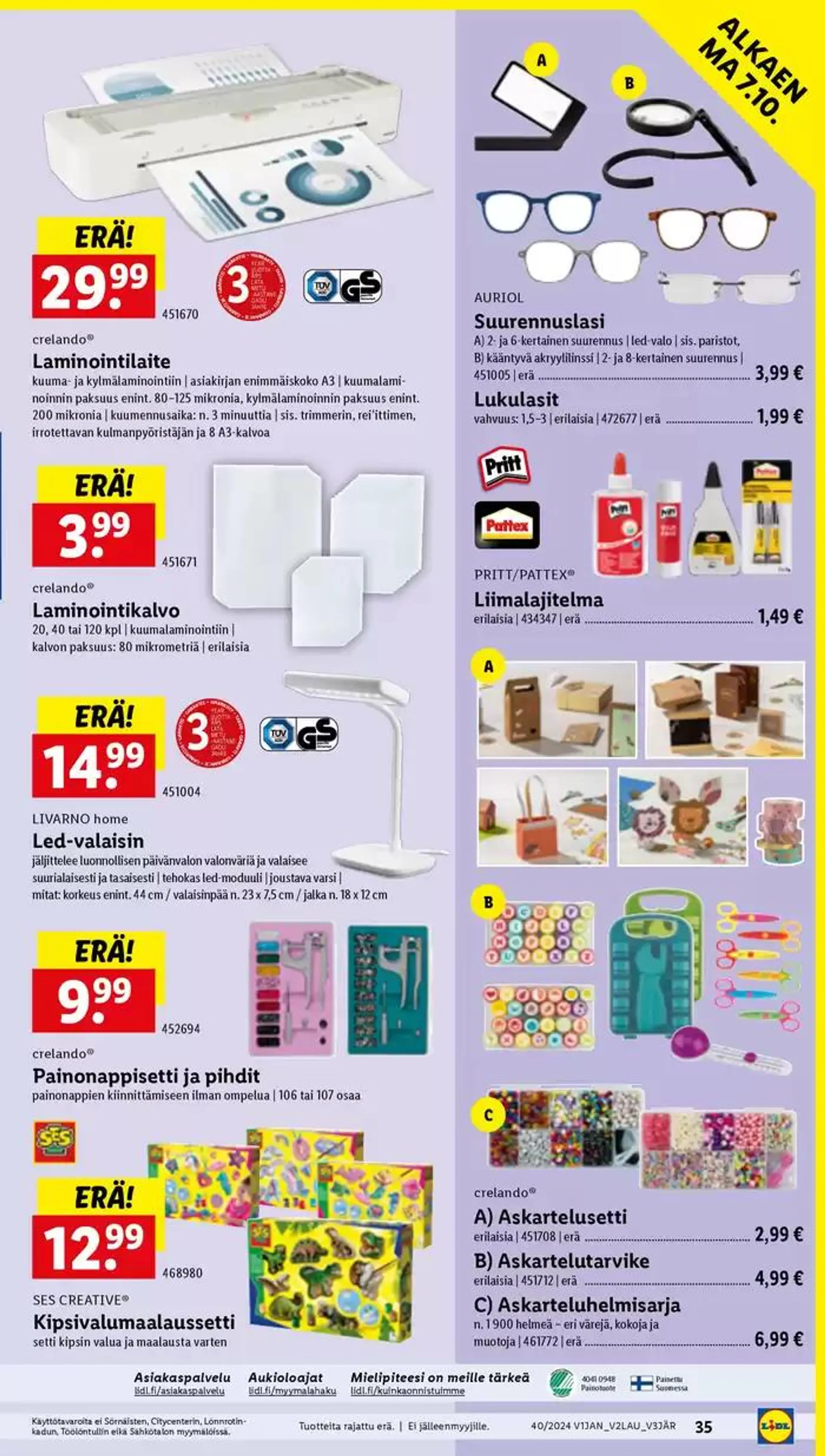 Alennukset ja kampanjat voimassa alkaen 30. syyskuuta - 9. lokakuuta 2024 - Tarjouslehti sivu 37