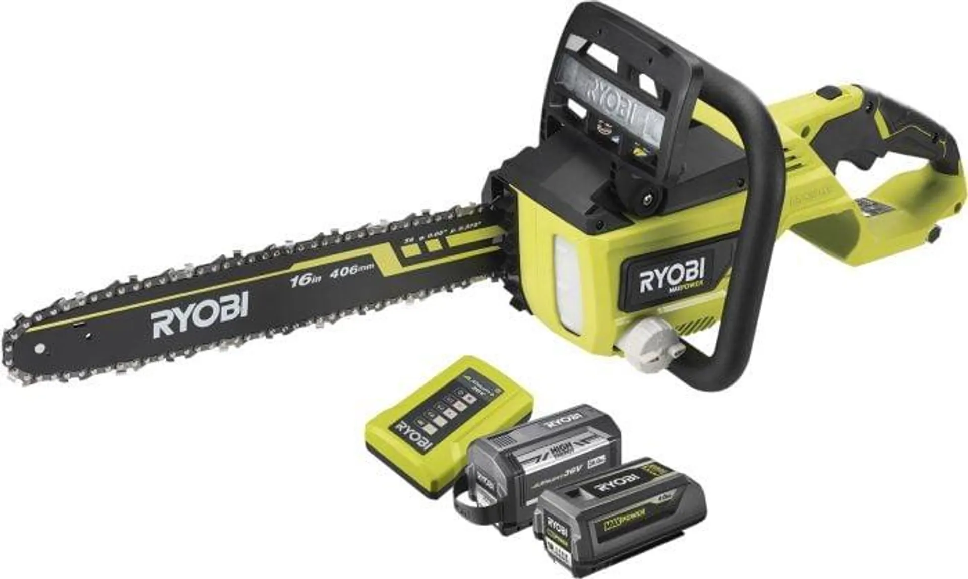 Akkuketjusaha Ryobi MaxPower RY36CSX40B-160P 6Ah+4Ah akut