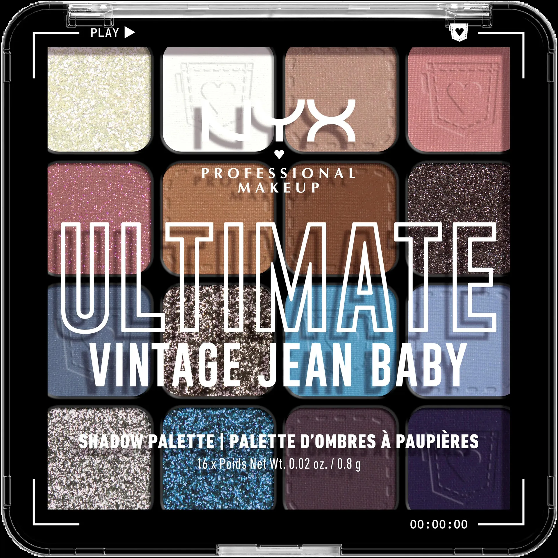 NYX Professional Makeup Ultimate Shadow Palette -luomiväripaletti 01W Vintage Jean Baby 13,28 g