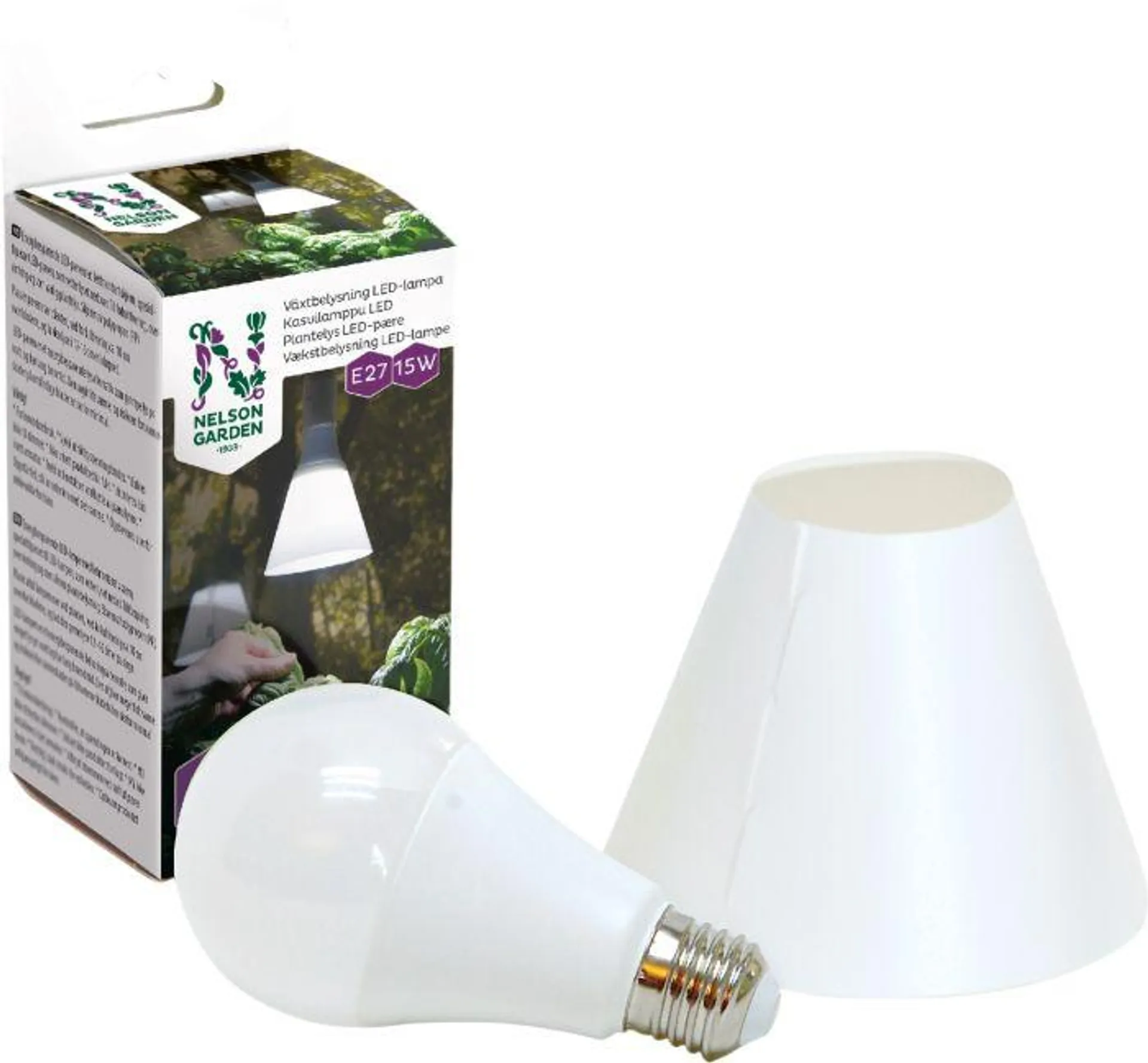 LED-kasvilamppu Nelson Garden 15W E27 varjostimella