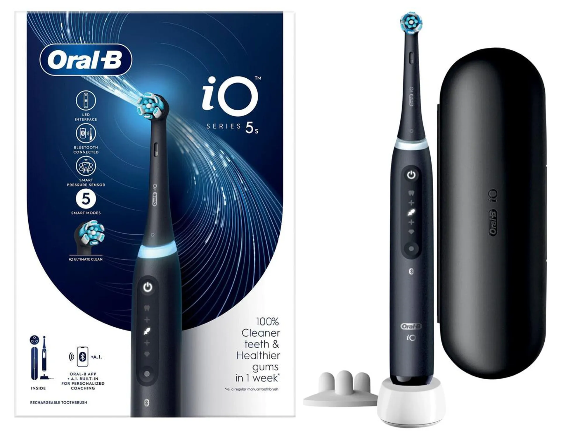 Oral-B iO 5s Sähköhammasharja, musta, 5 harjaustilaa