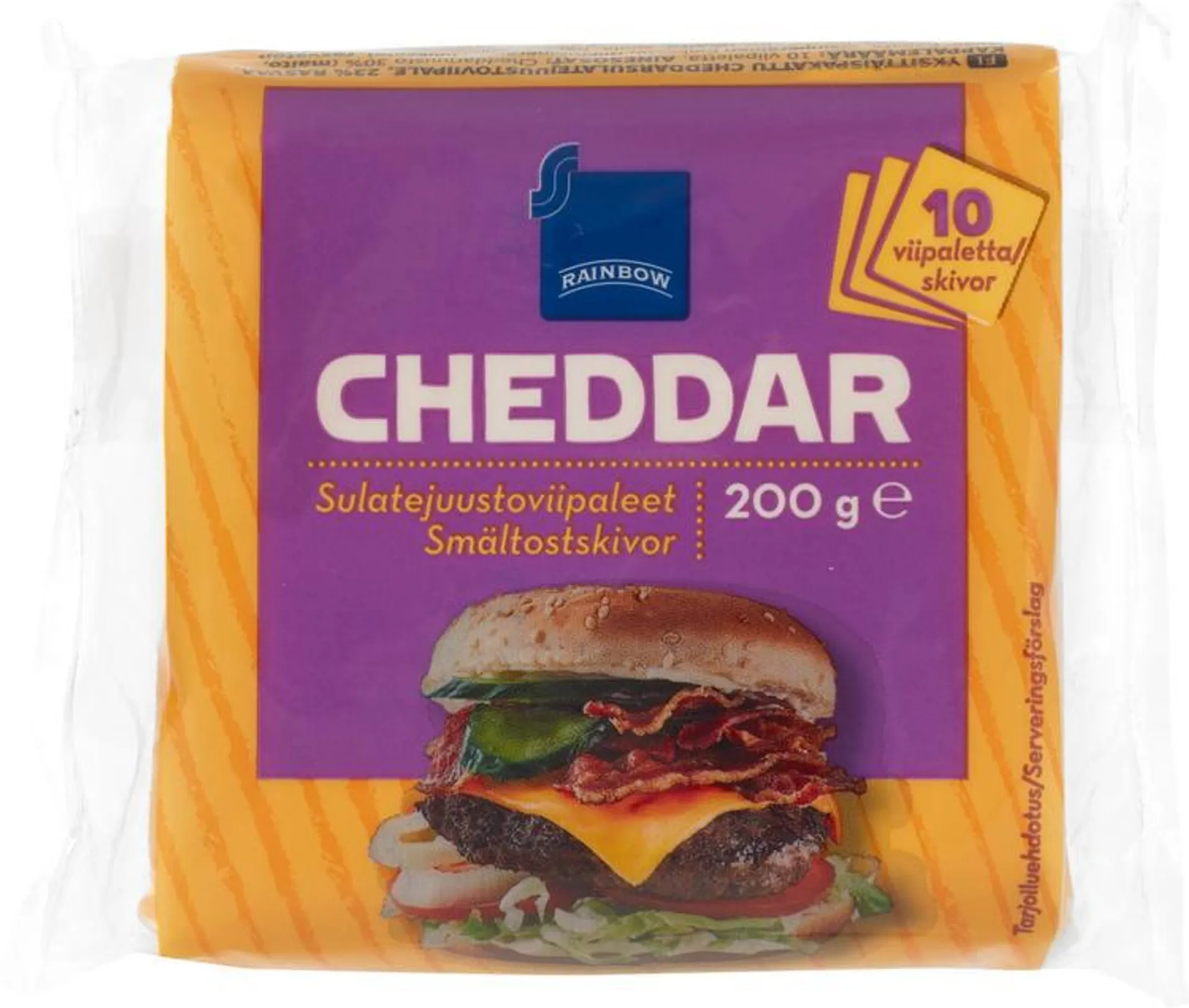 Rainbow Cheddar sulatejuustoviipaleet 200g