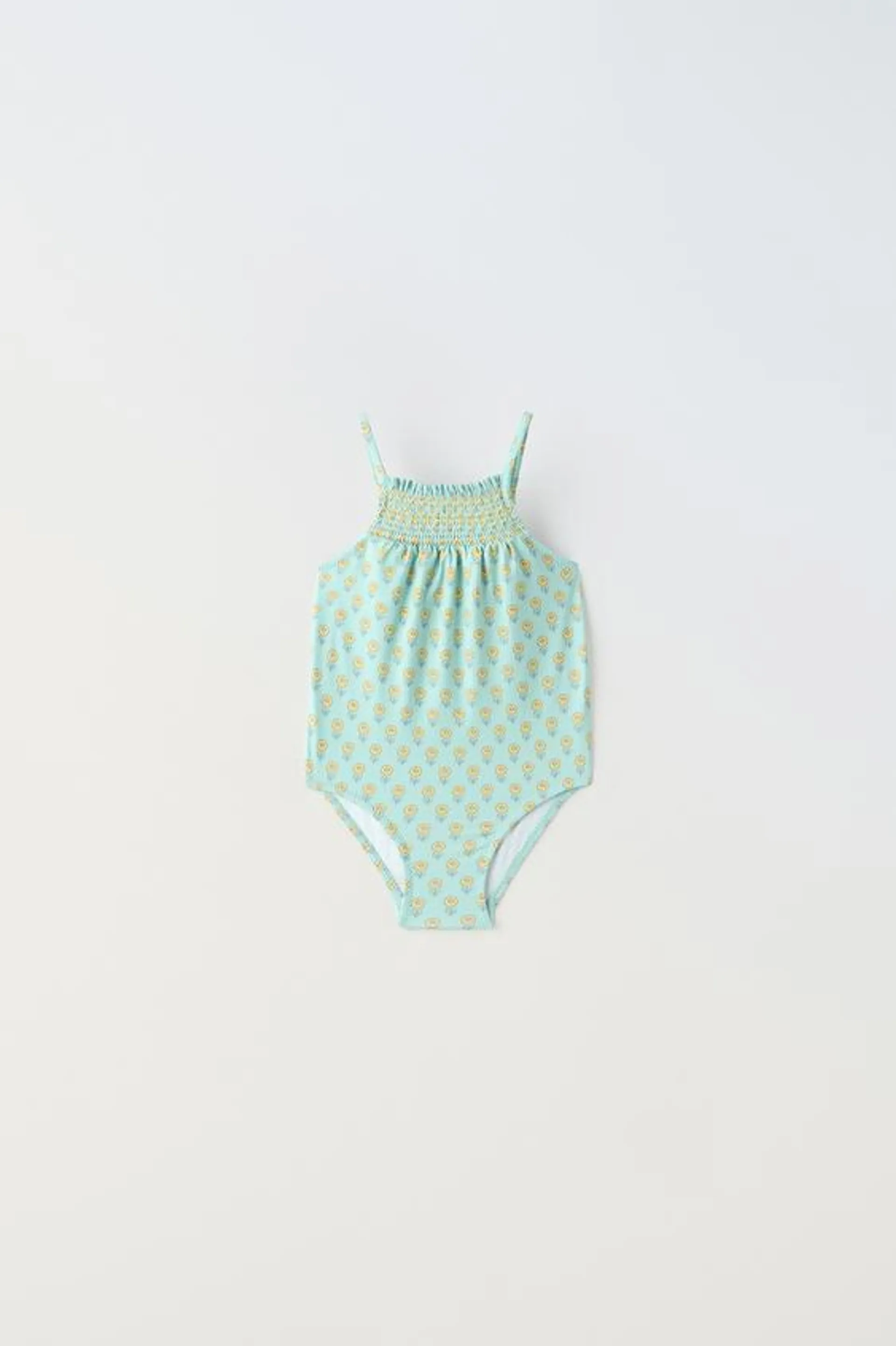 1-6 YEARS/ FLORAL SWIMSUIT WITH SMOCKING