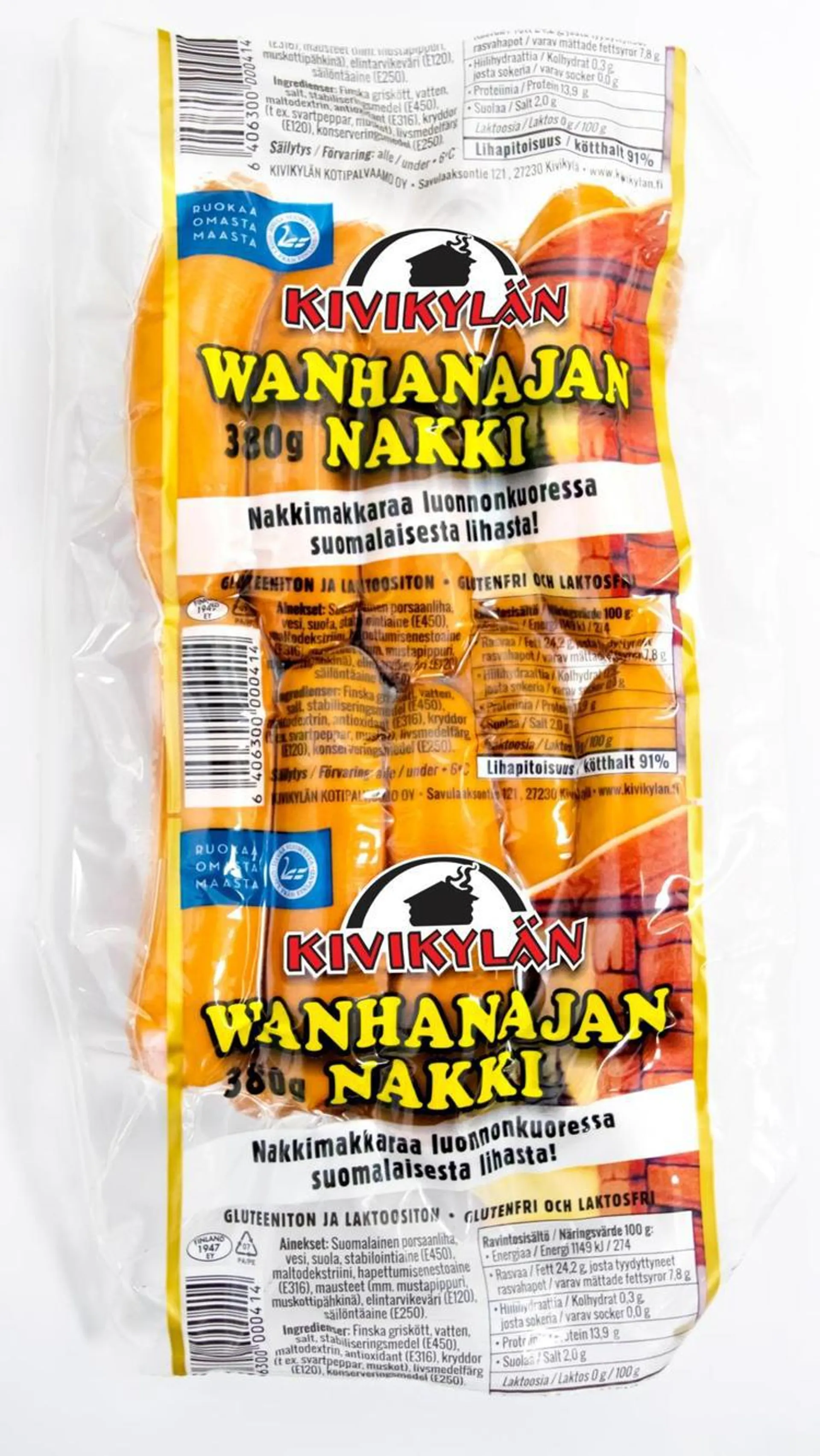 Kivikylän Wanhanajan nakki 380 g