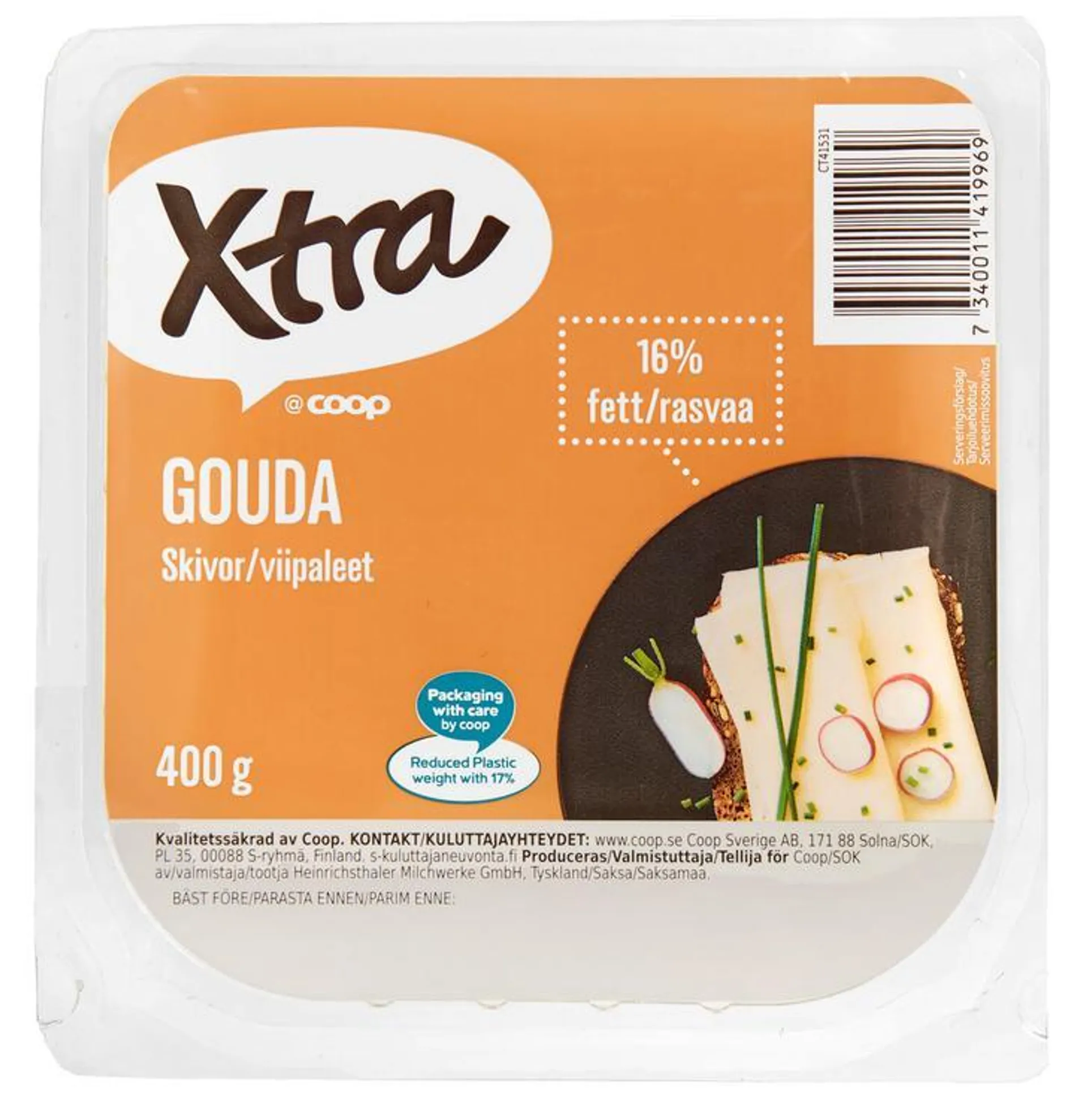 Xtra 400g Gouda juustoviipaleet 16%