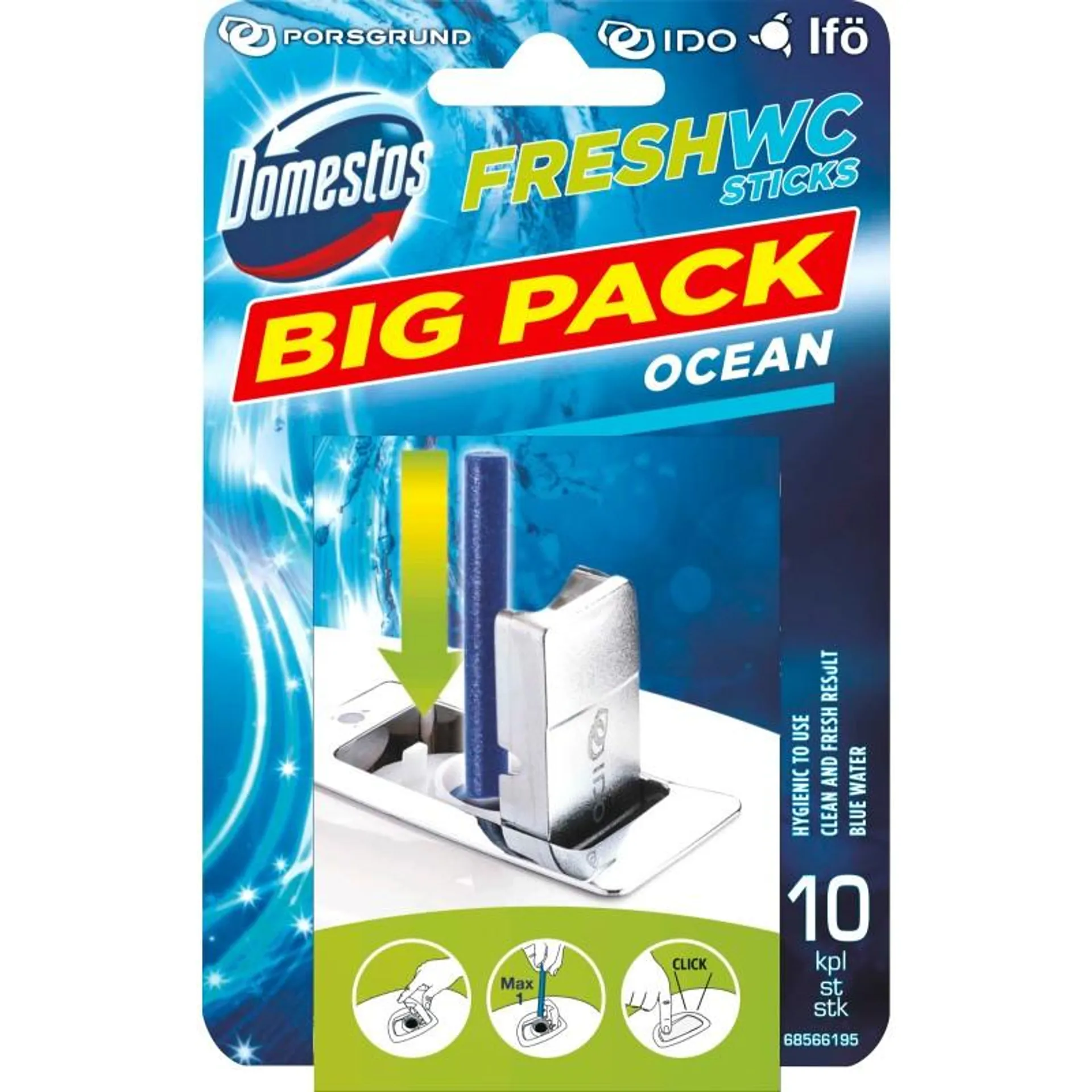 WC-raikastintikut Domestos 10-pack Fresh Ocean