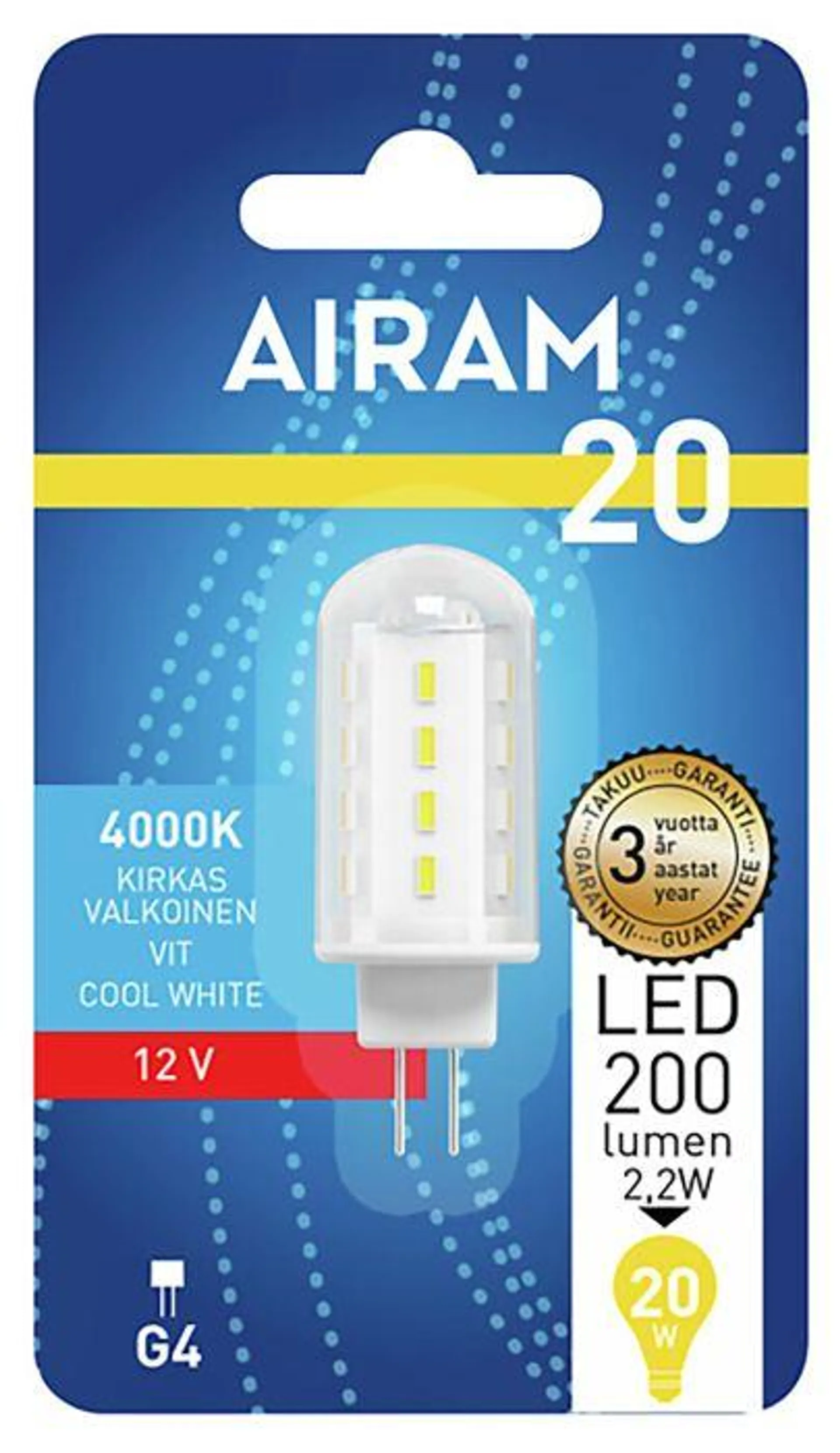 LED-lamppu Airam PO 840 220lm G4 12V