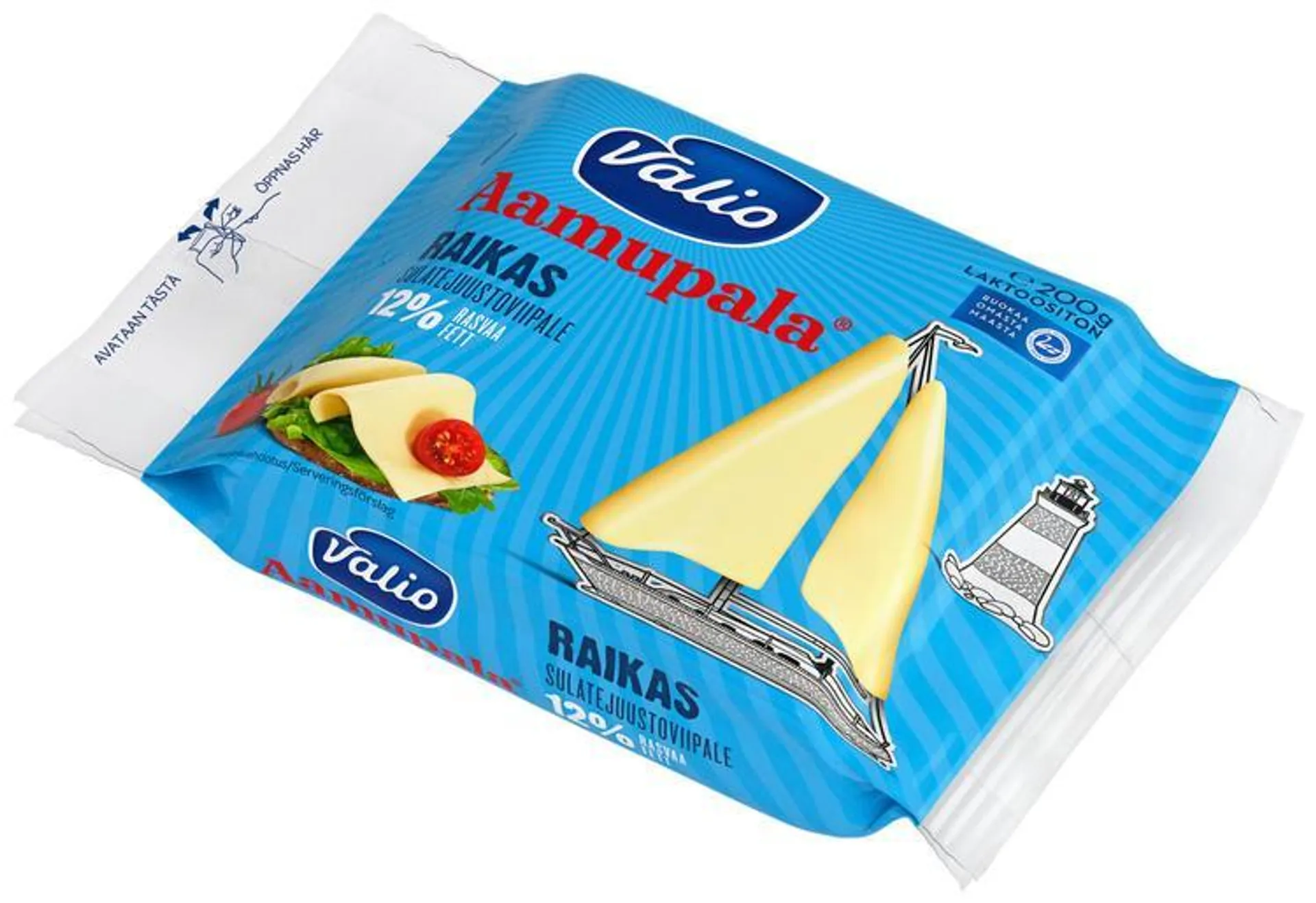 Valio Aamupala® e200 g raikas 12 % sulatejuustoviipale laktoositon