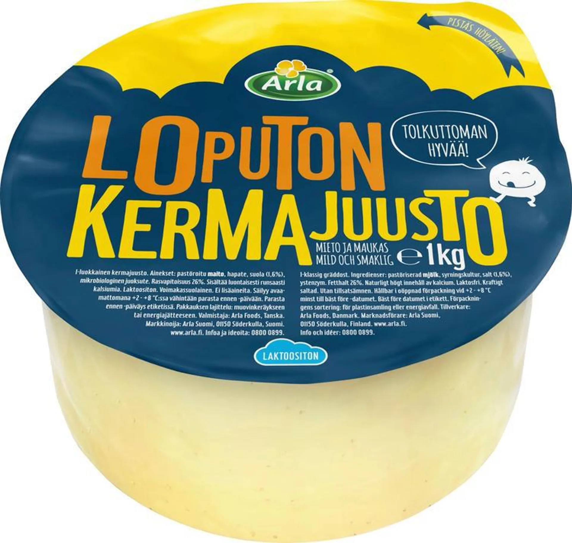 Arla Tolkuttomat Juustot Loputon 1 kg kermajuusto