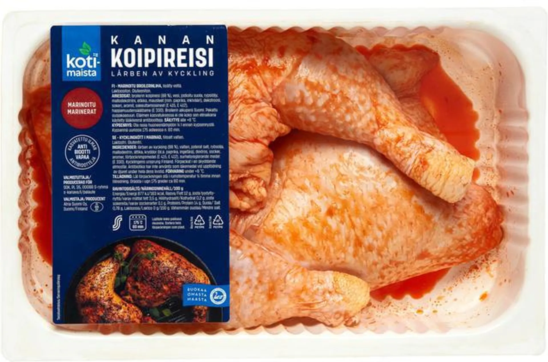 Kotimaista kanan koipireisi marinoitu n. 1,1 kg