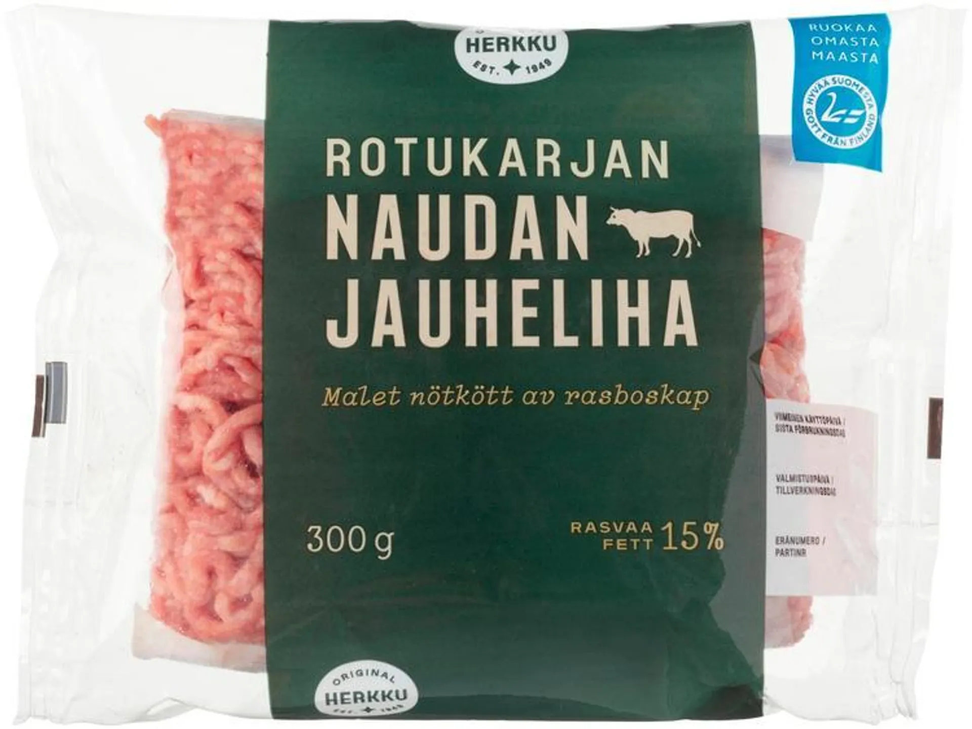 Herkku rotukarjan naudan jauheliha 15% 300g