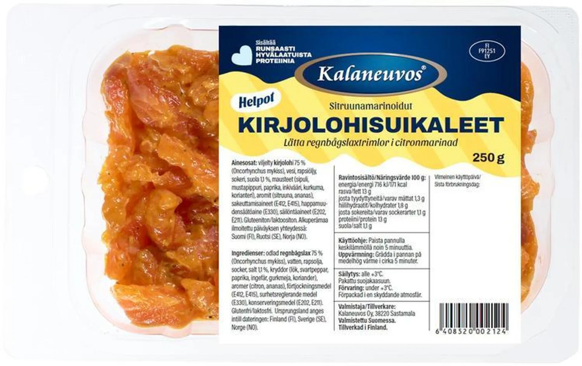 Kalaneuvos Sitruunamarinoidut Kirjolohisuikaleet, 250g