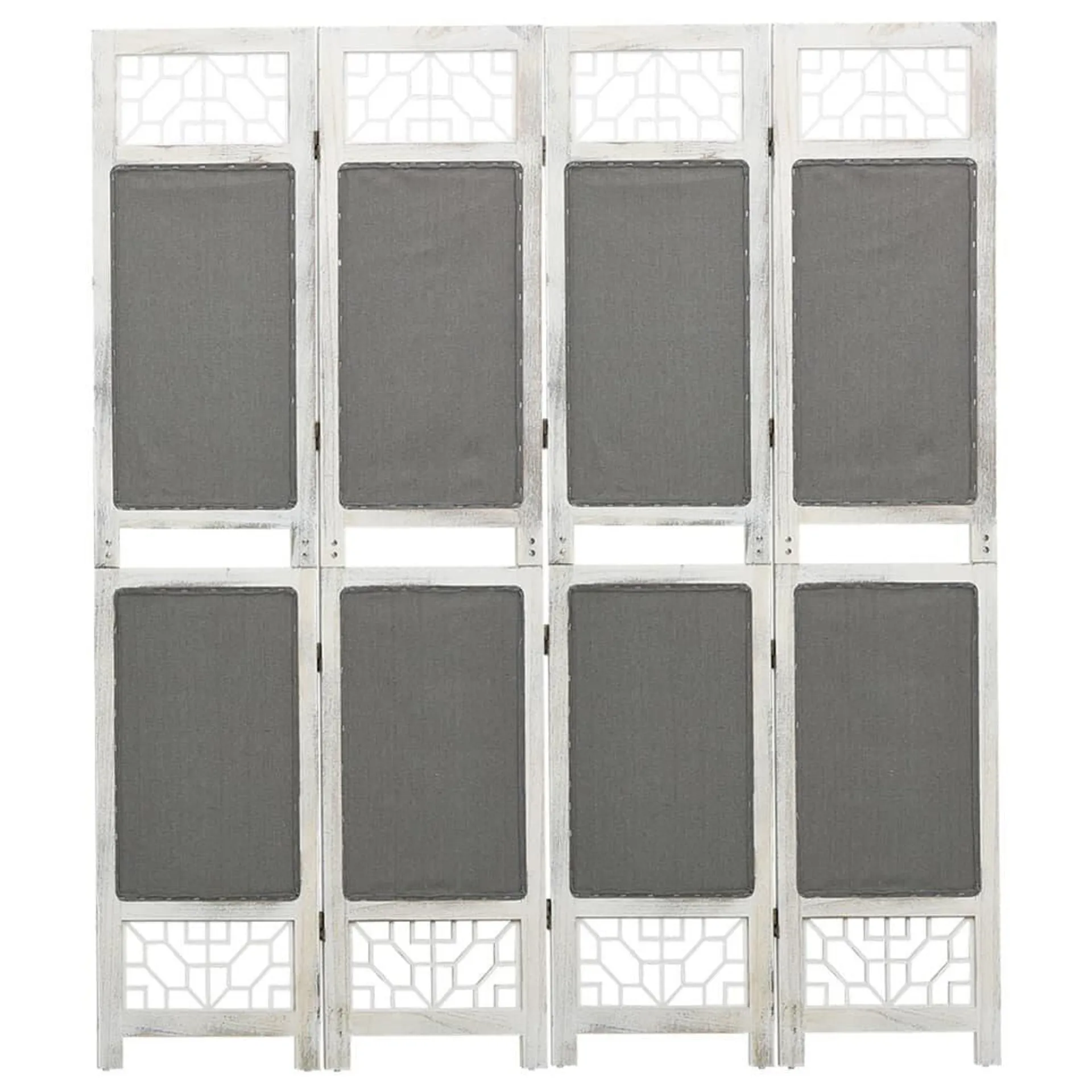 338555 vidaXL 4-Panel Room Divider Grey 140x165 cm Fabric