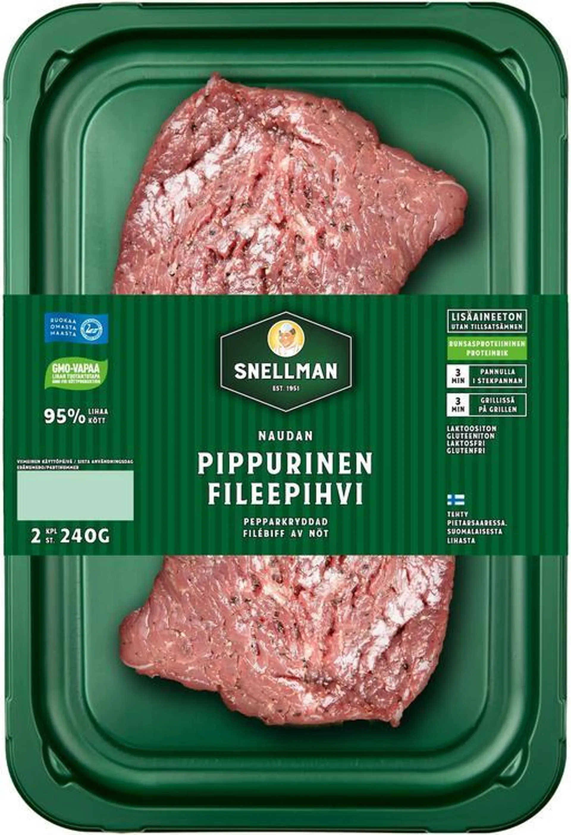 Snellman Naudan pippurinen fileepihvi 2 kpl 240 g