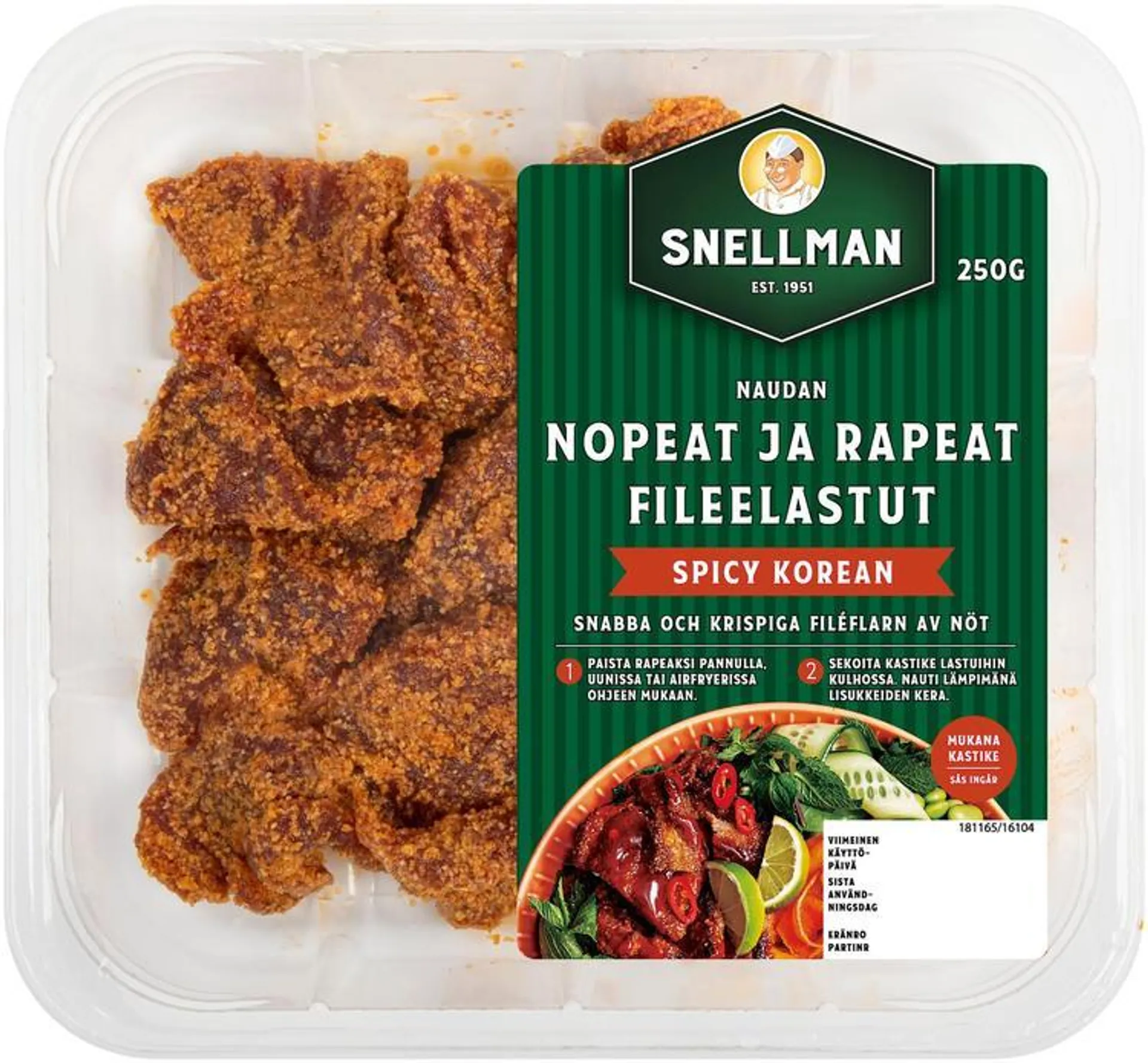 Snellman Naudan nopeat ja rapeat fileelastut spicy Korean 250 g