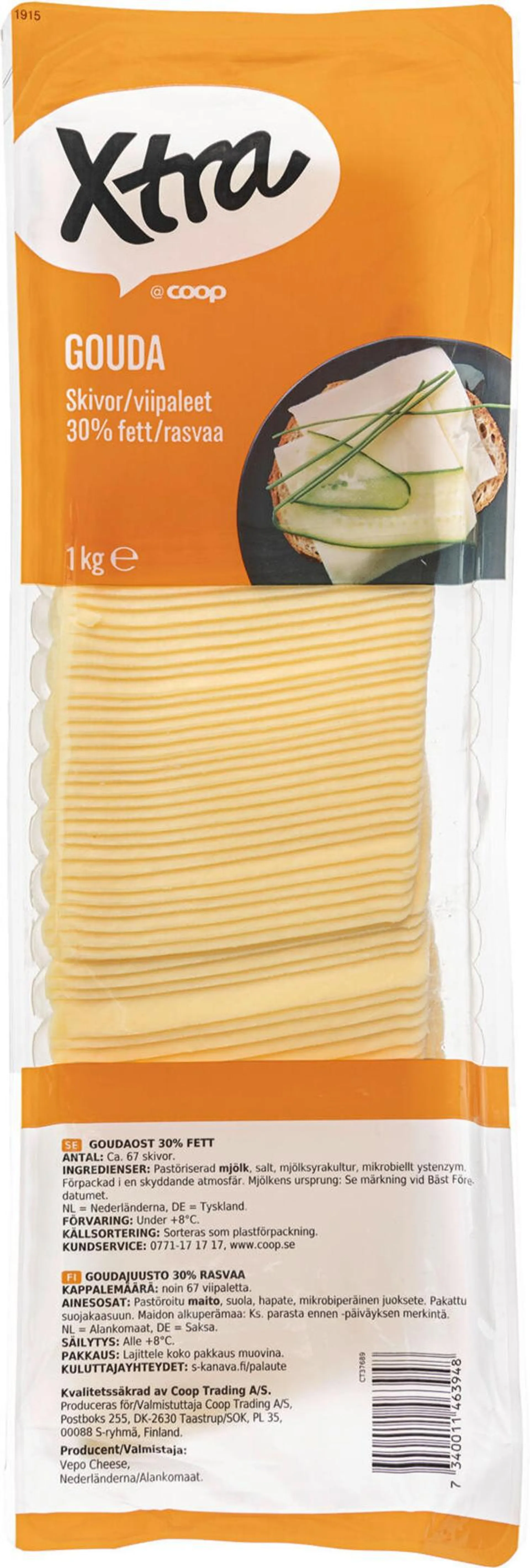 Xtra 1kg Gouda viipaleet 30%