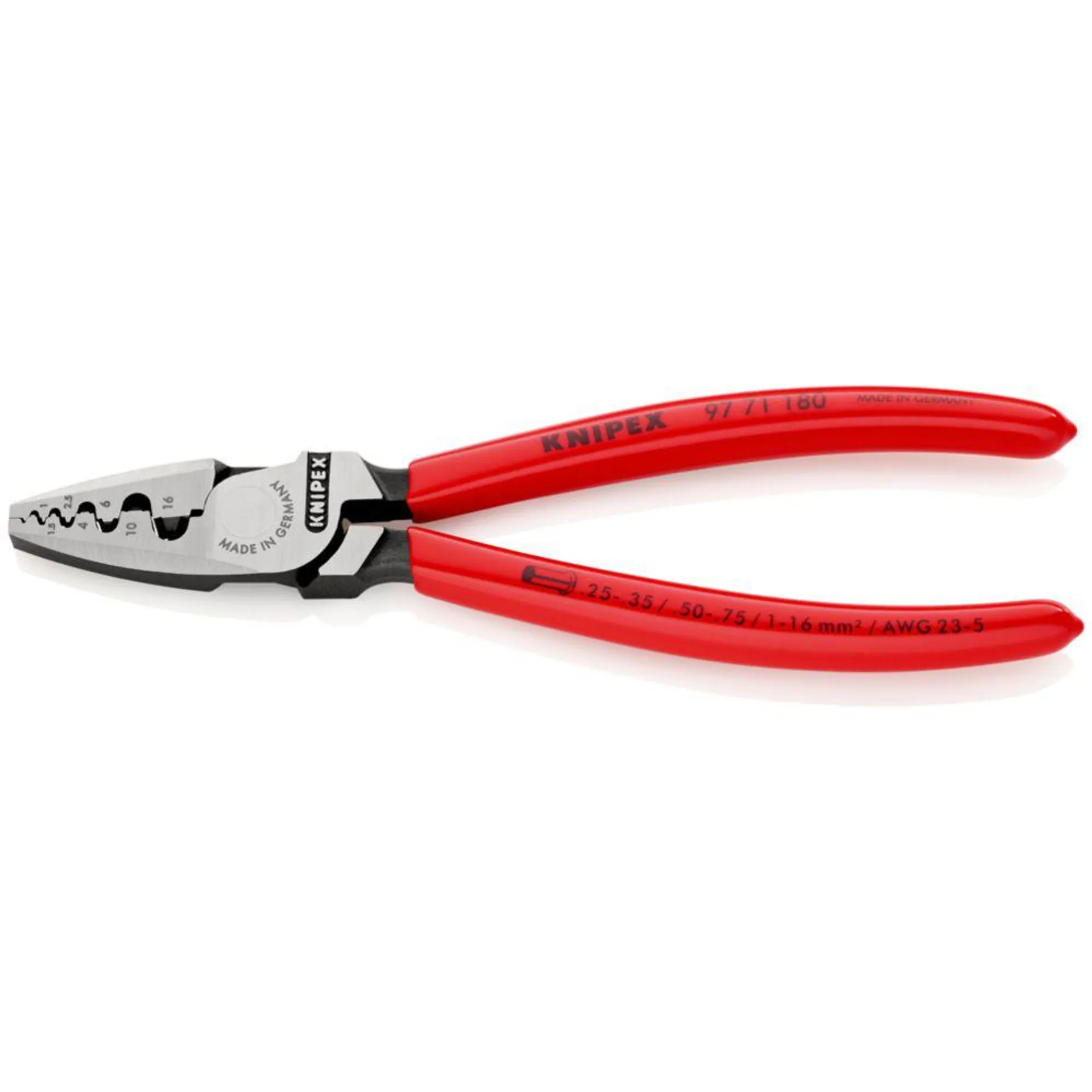 Knipex® 97 71 180 liitinpihdit päätyholkeille 0,25-16 mm²