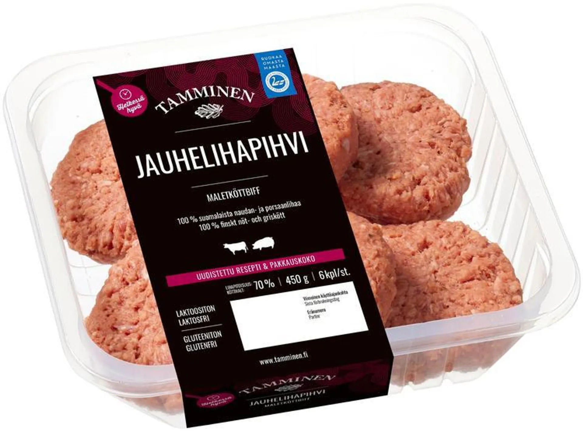 Tamminen jauhelihapihvi 6kpl 450g