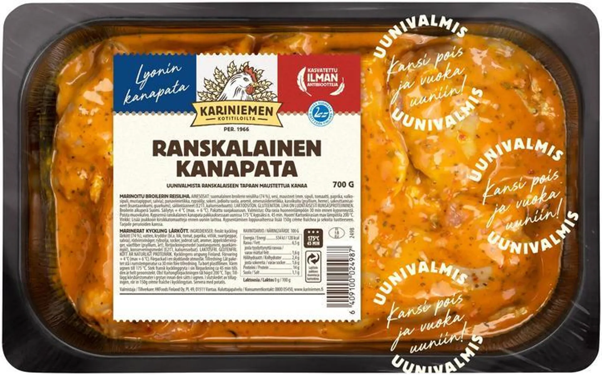 Kariniemen Kananpojan Uunivalmis ranskalainen kanapata 700 g