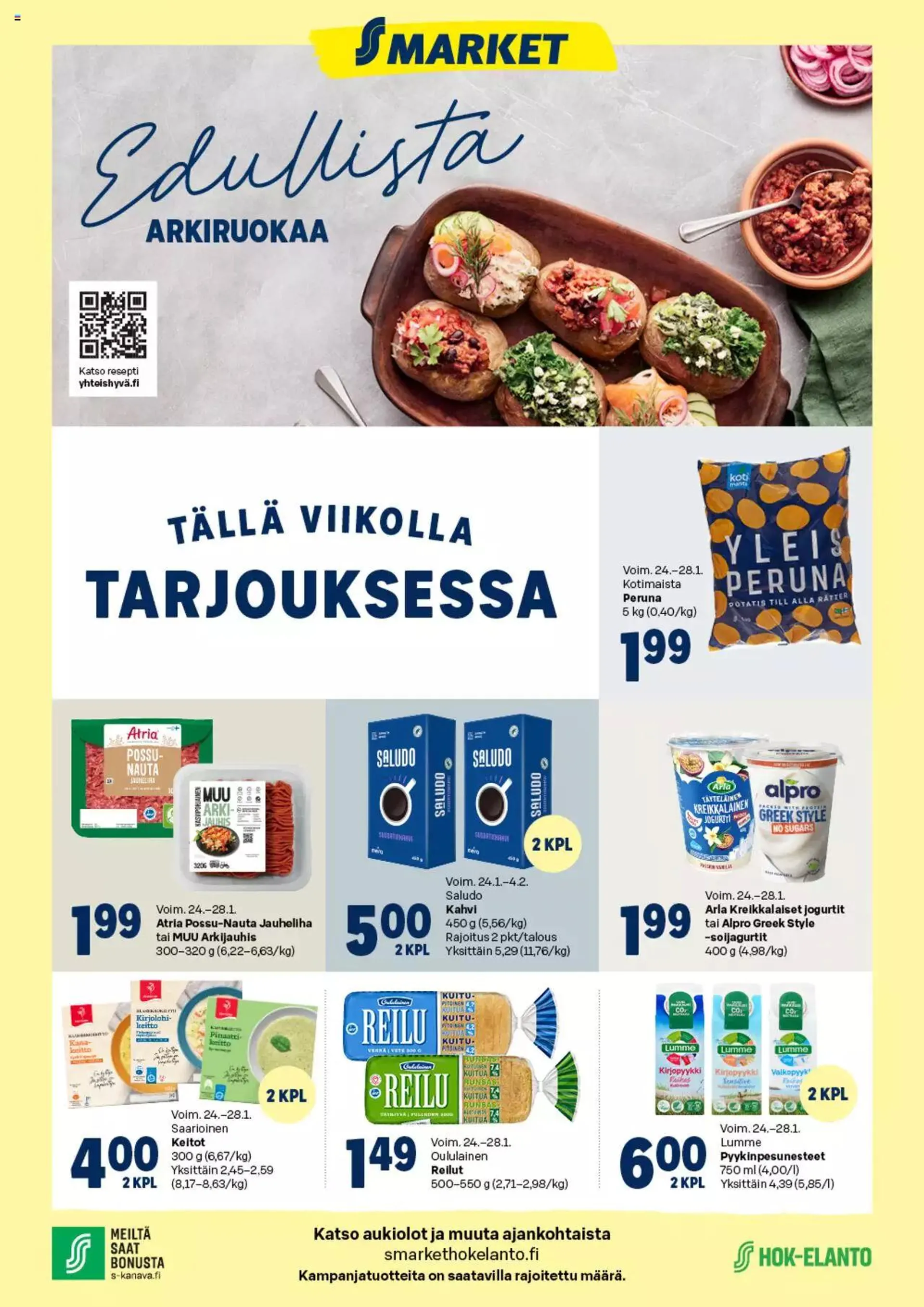 S-market tällä viikolla tarjouksessa voimassa alkaen 24. tammikuuta - 28. tammikuuta 2024 - Tarjouslehti sivu 1