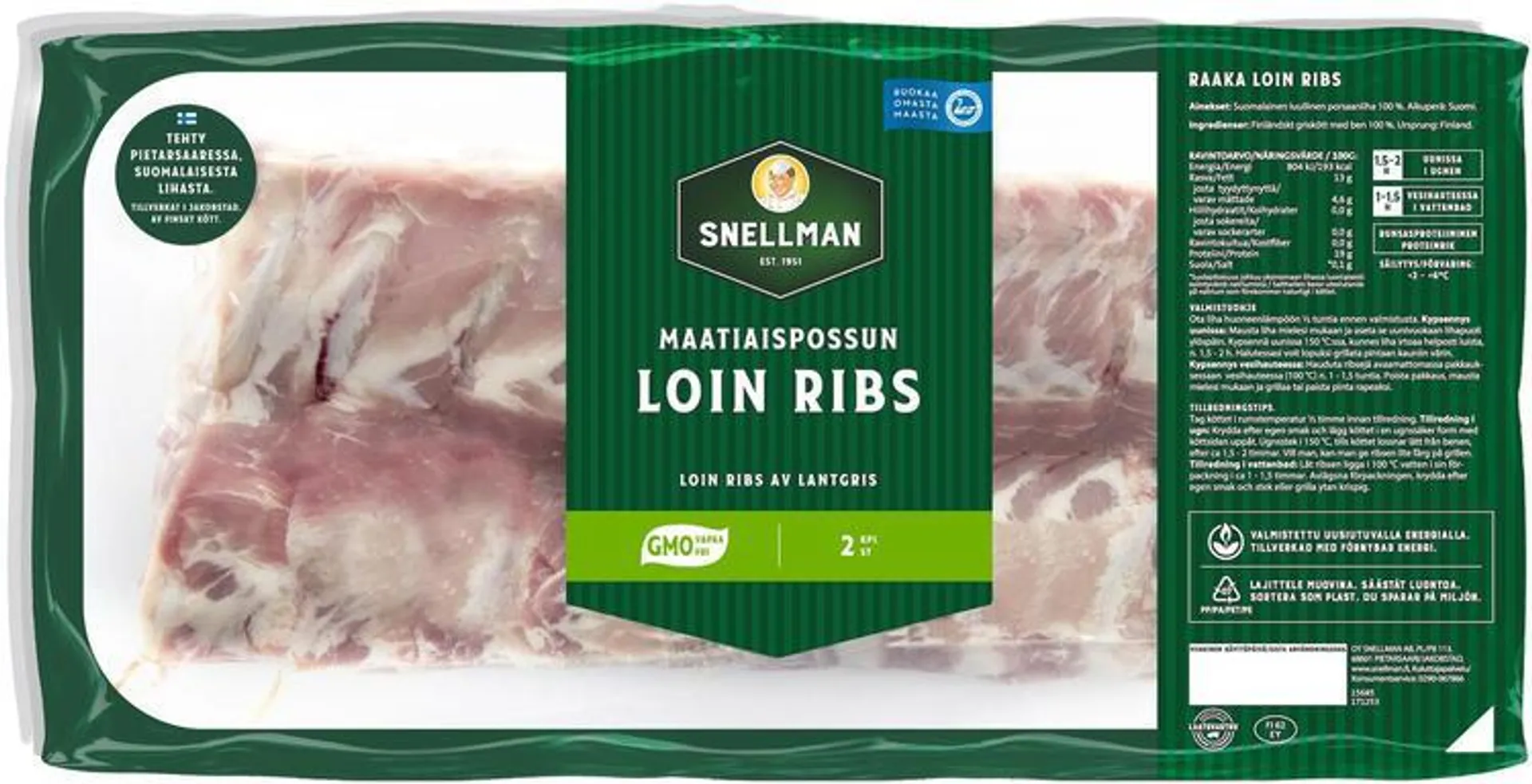 Snellman Maatiaispossun loin ribs n1,0kg