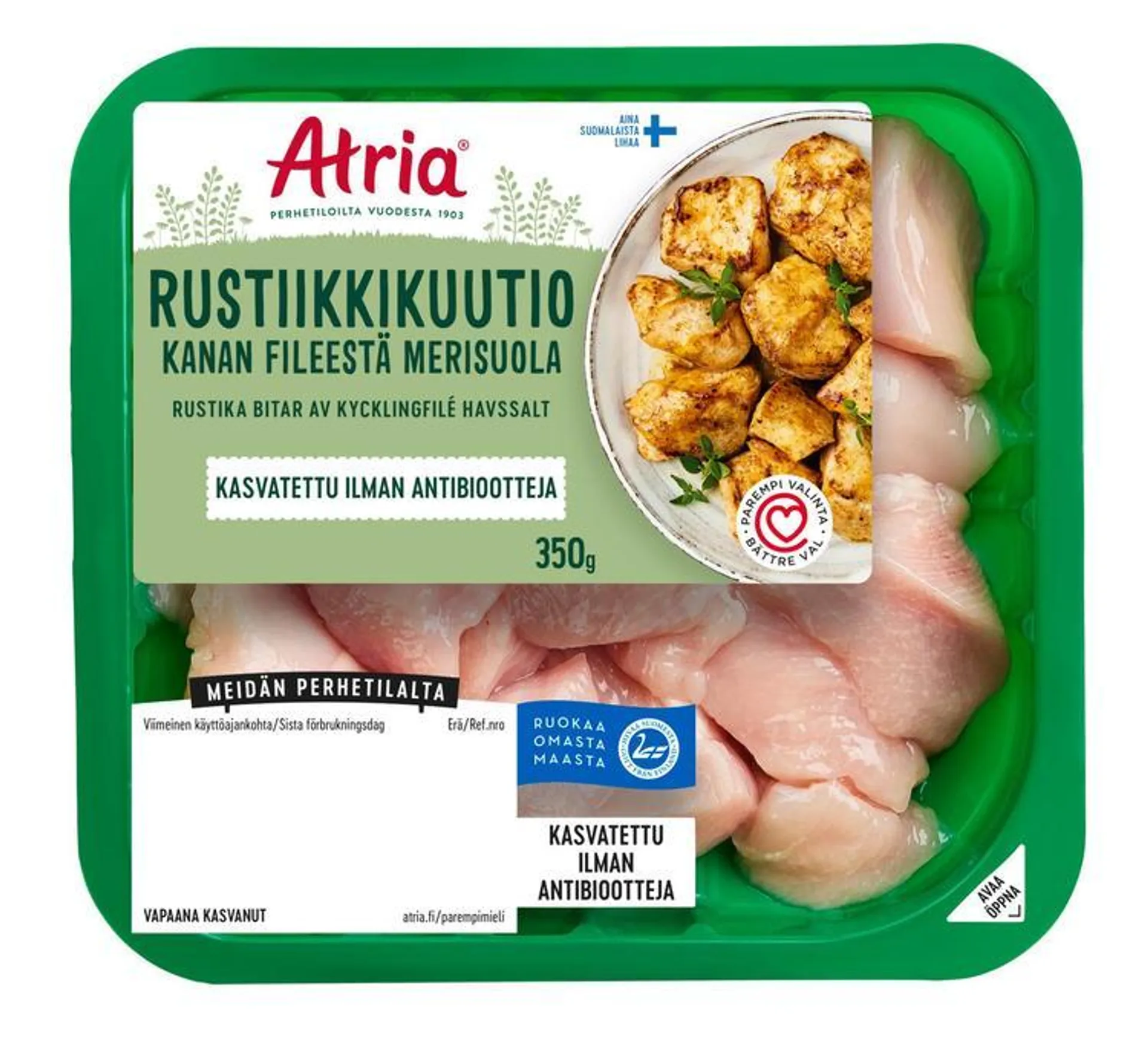 Atria Rustiikkikuutio Kanafileestä Merisuola 350g