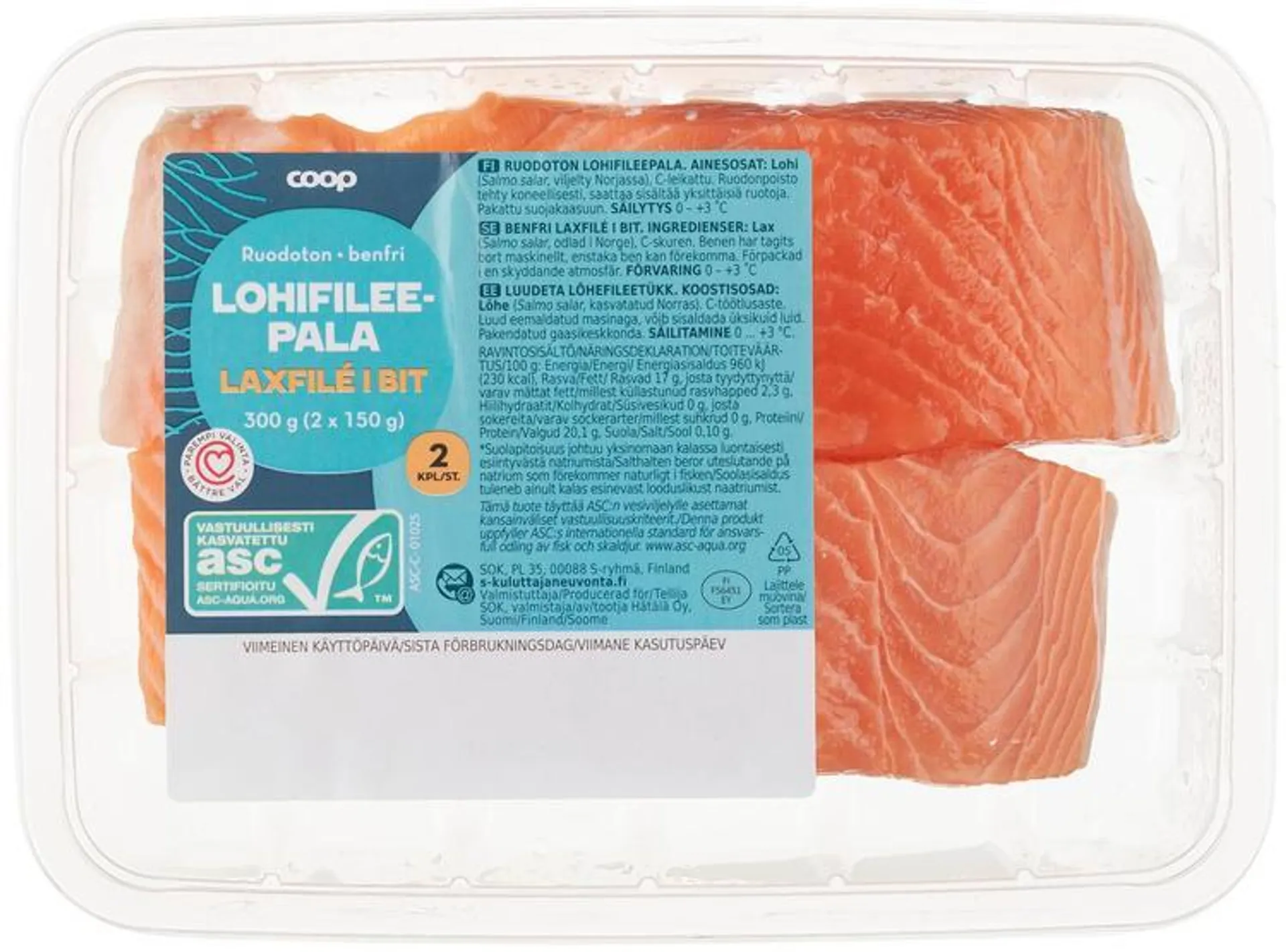 Coop ruodoton lohifileepala ASC 300 g (2 x 150 g)