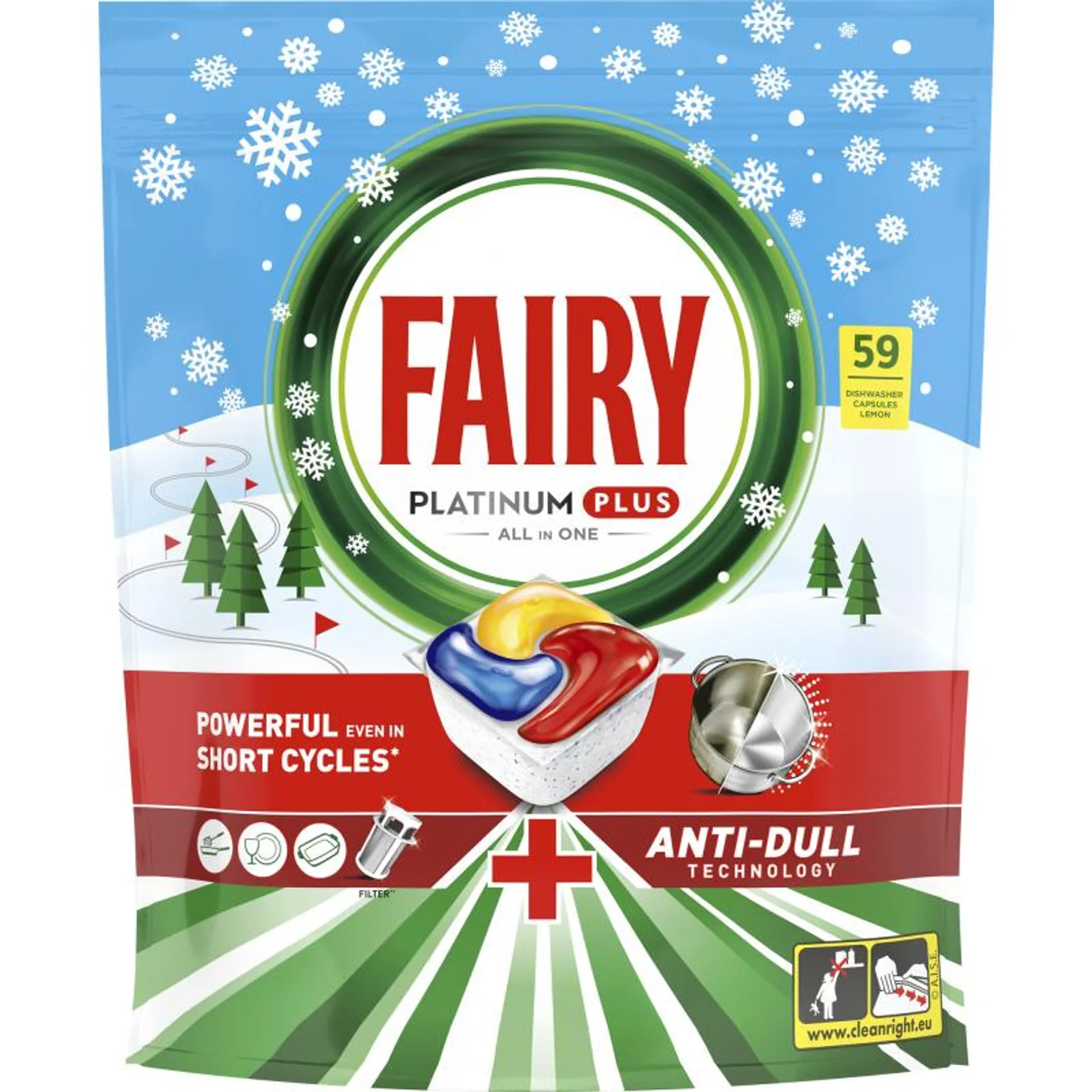 Konetiskitabletti Fairy 59 kpl Platinum Plus Winter