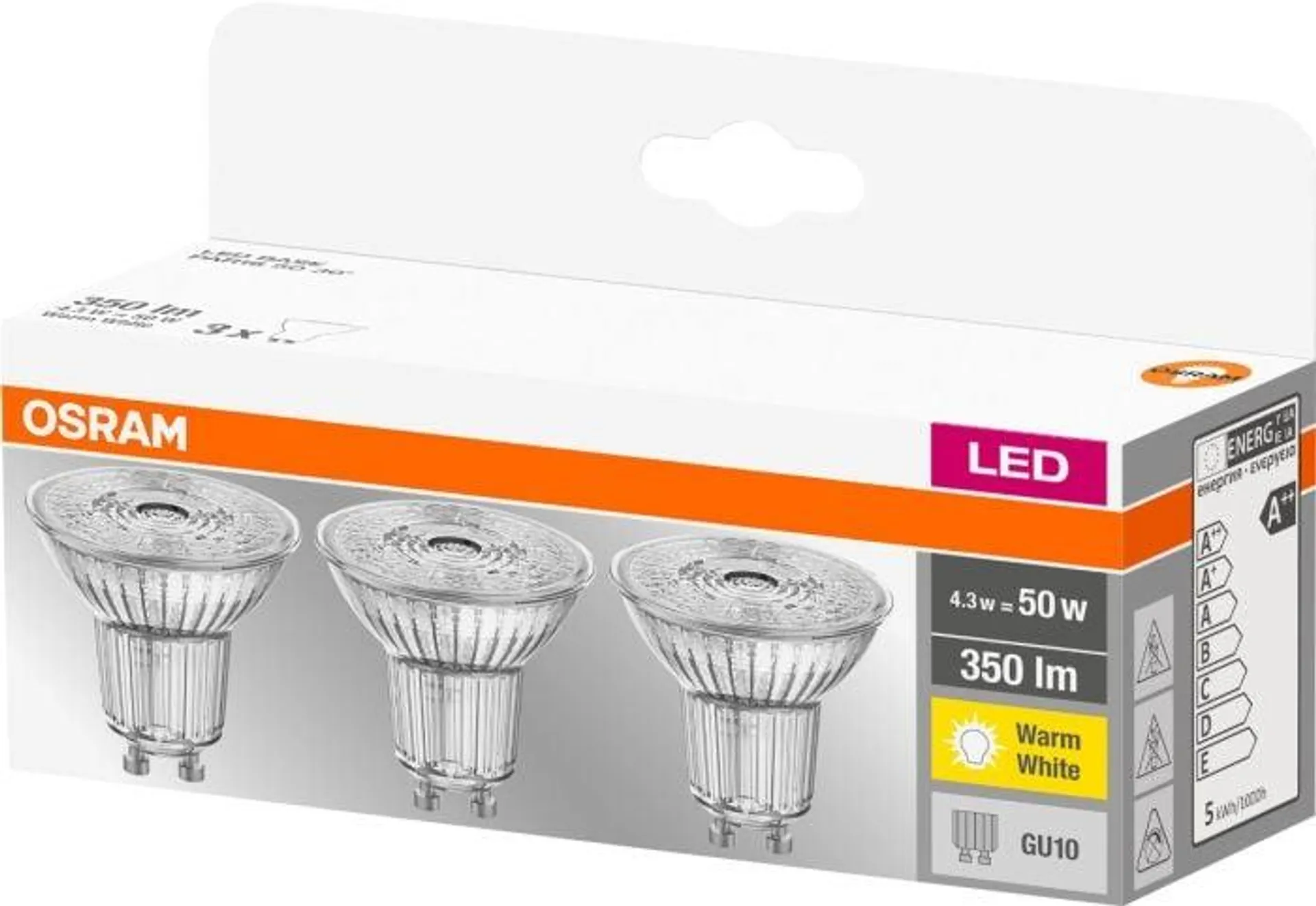 LED-kohdelamppu Osram GU10 3-pack