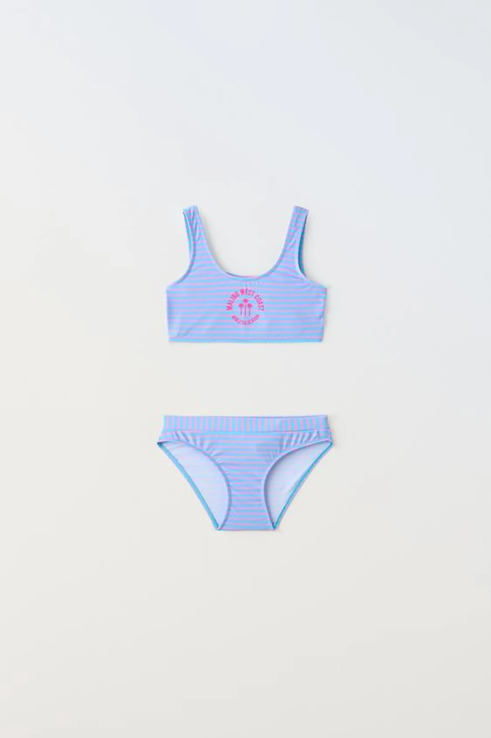 6-14 YEARS/ STRIPE PRINT BIKINI SET