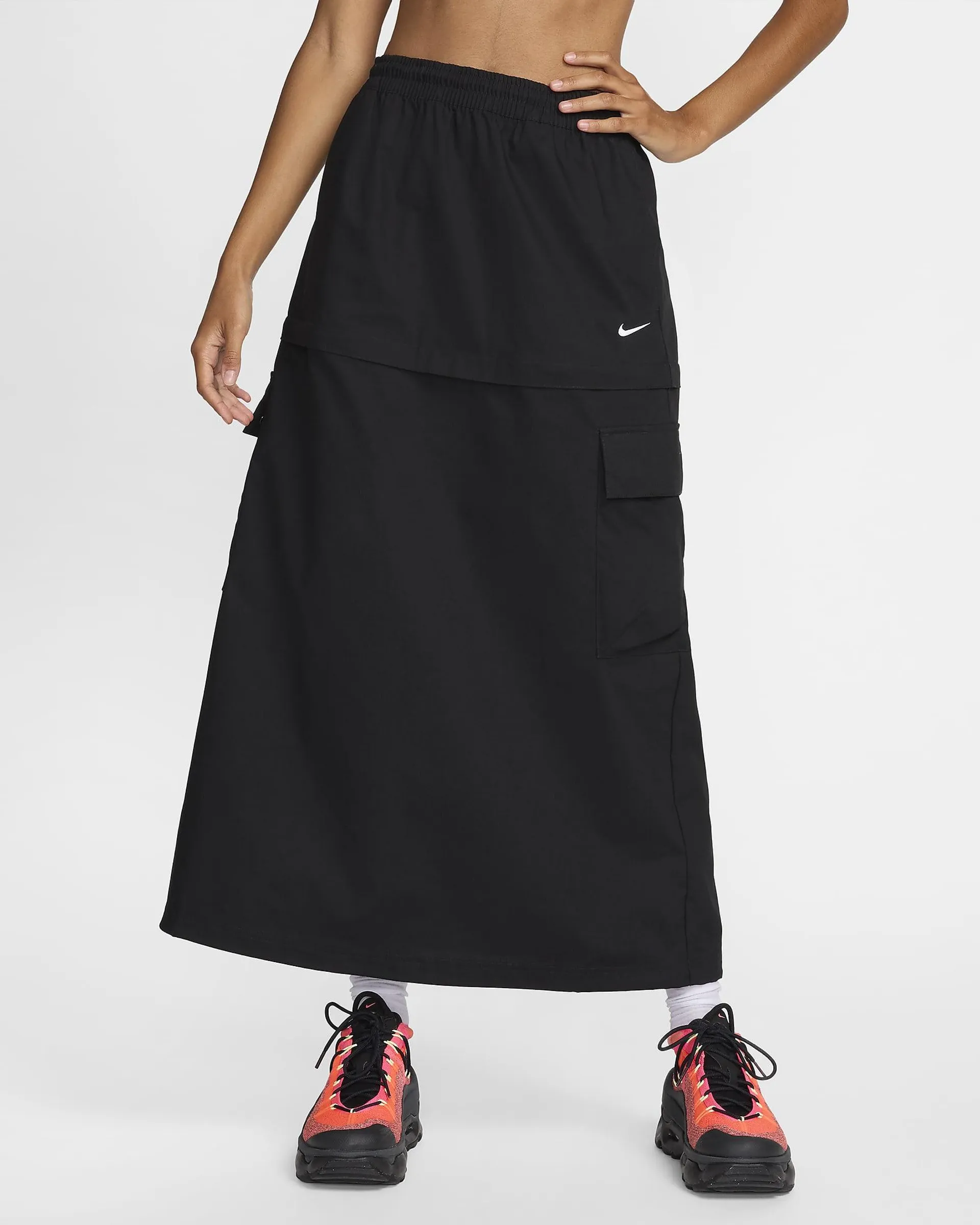 Women's Mid-Rise Woven Cargo Midi Skirt