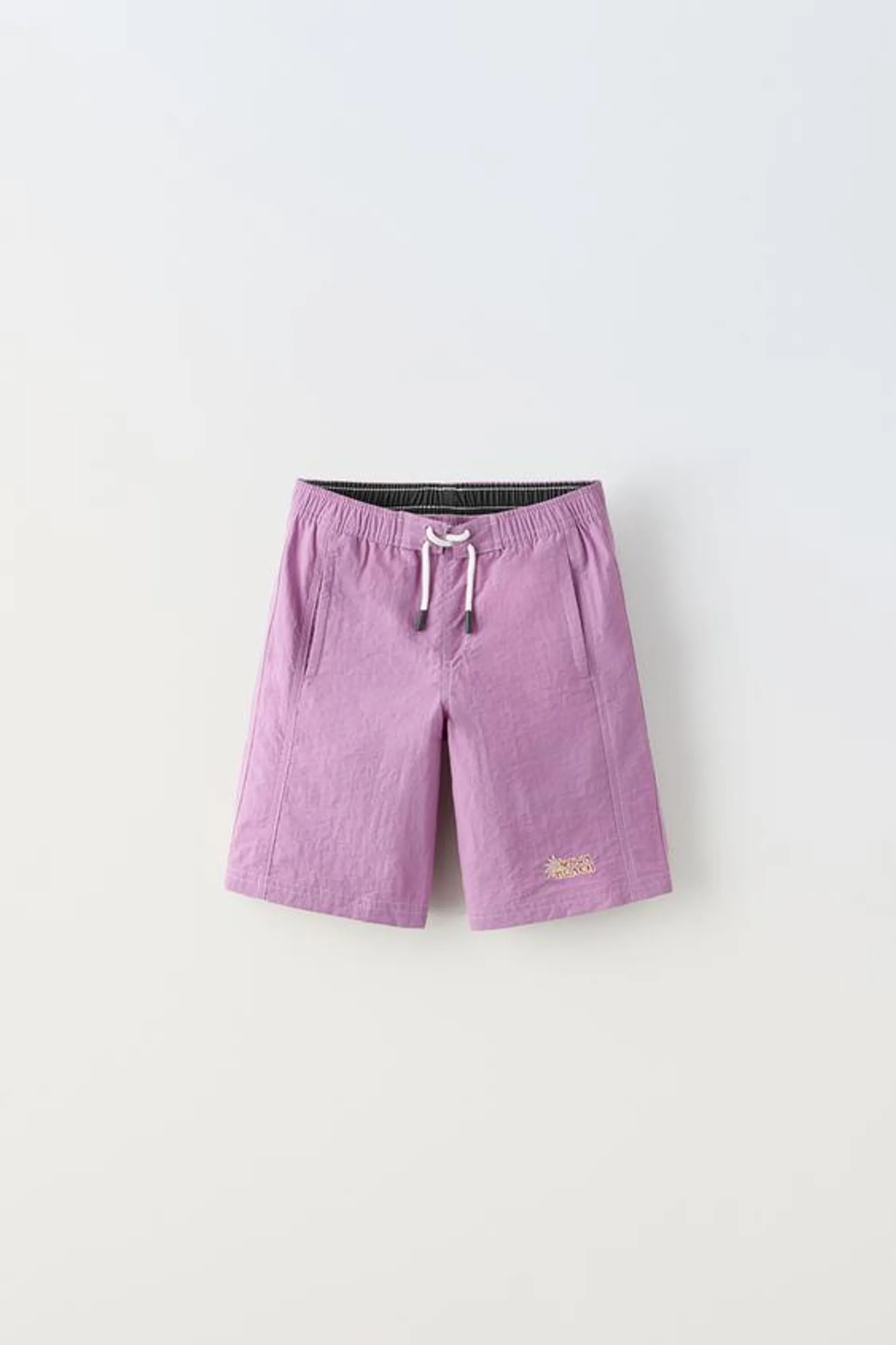 6-14 YEARS / LONG EMBROIDERED SWIMMING TRUNKS