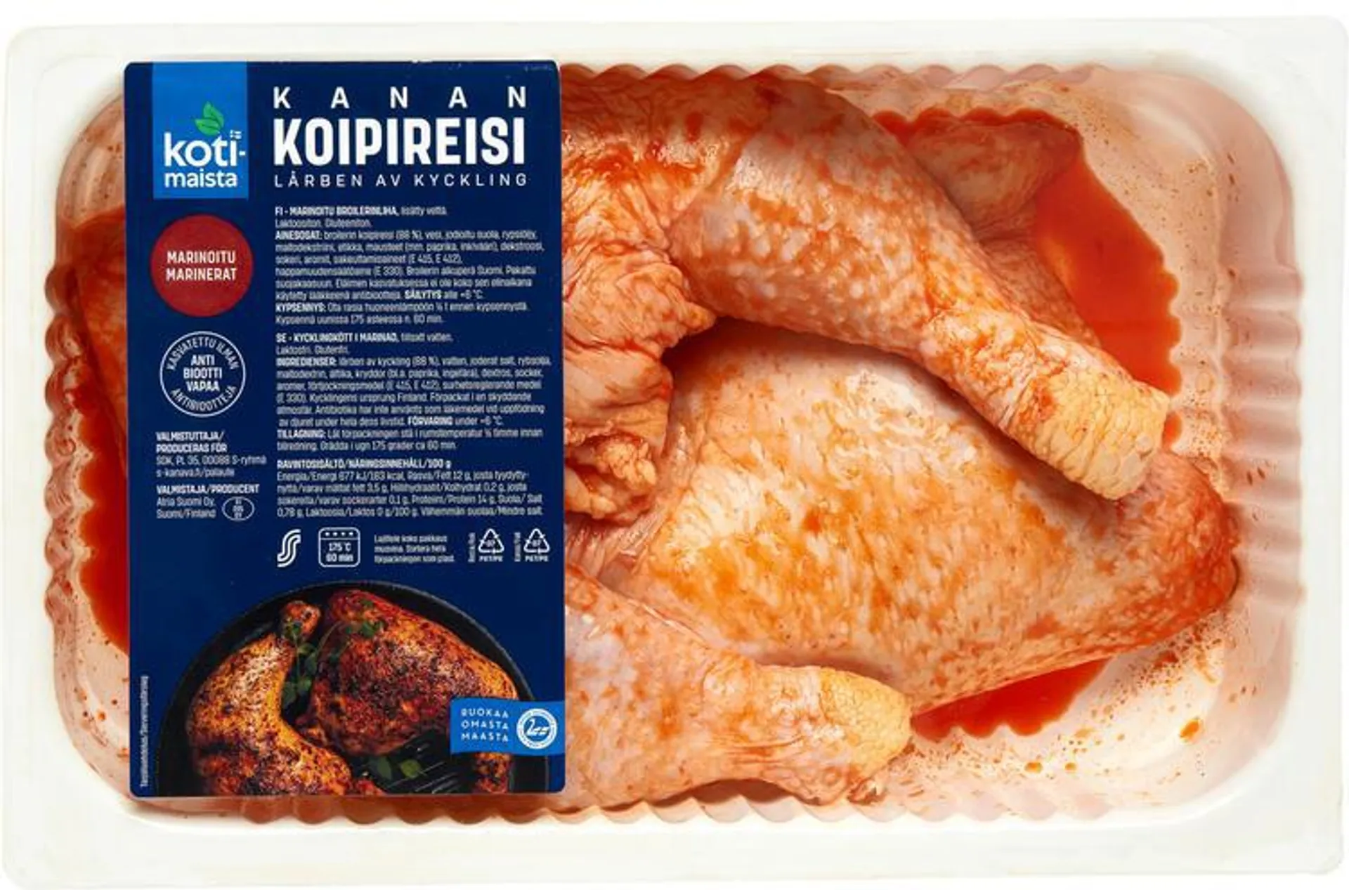 Kotimaista Kanan Koipireisi Marinoitu n1,1kg