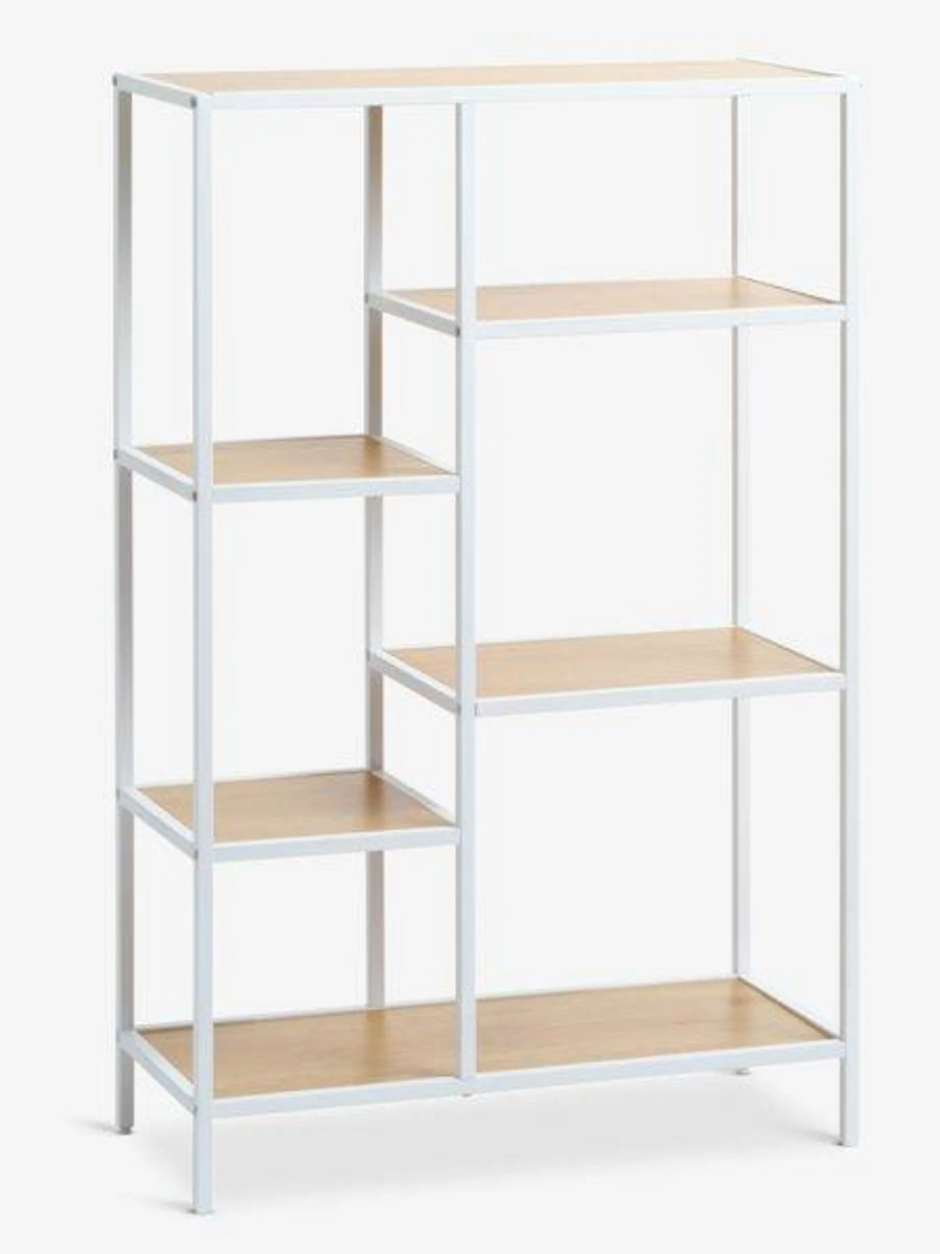 Shelving unit TRAPPEDAL 5 shelves oak color/white